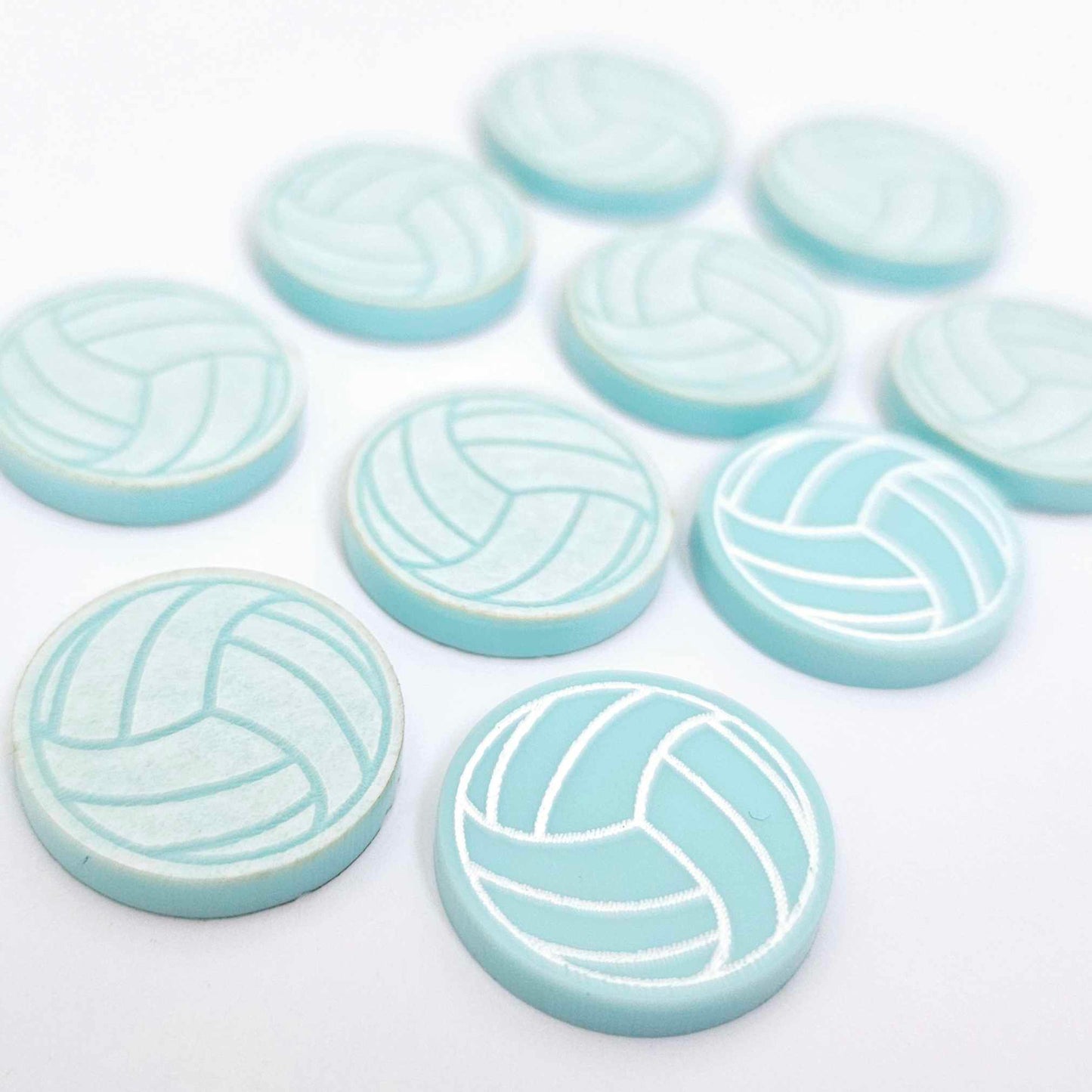 pastel turquoise aqua netball volleyball DIY earring supplies laser cut acrylic studs blanks sport team paint fill