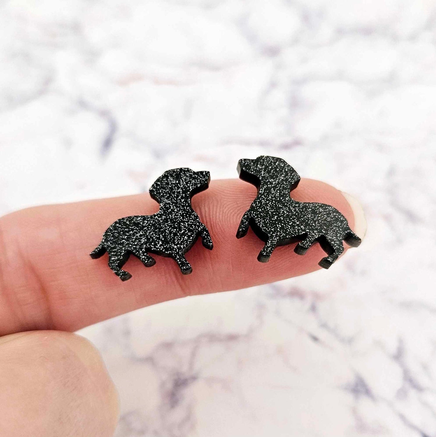 black chocolate brown copper glitter gold marble caramel brown dachshund sausage dog dachies DIY earring supplies laser cut acrylic studs blanks mixed pack