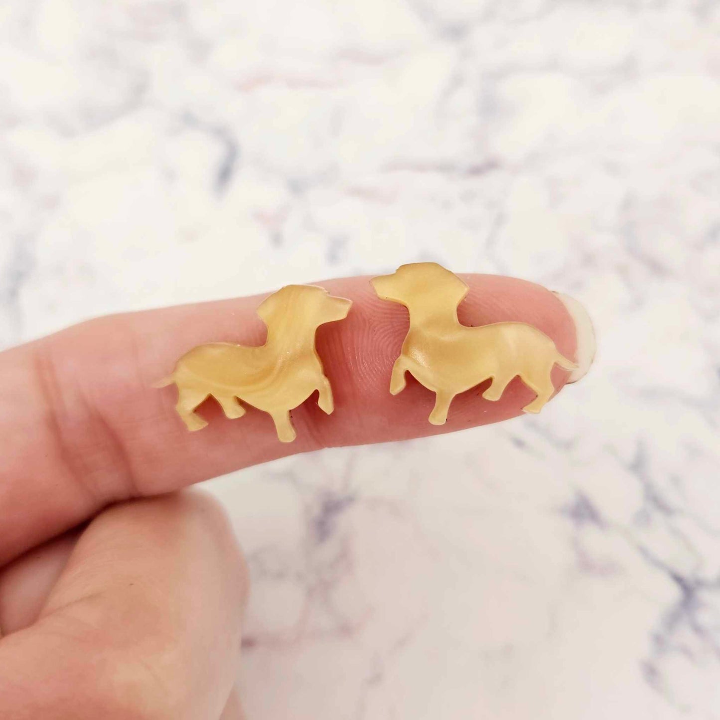 gold marble caramel brown dachshund sausage dog dachies DIY earring supplies laser cut acrylic studs blanks