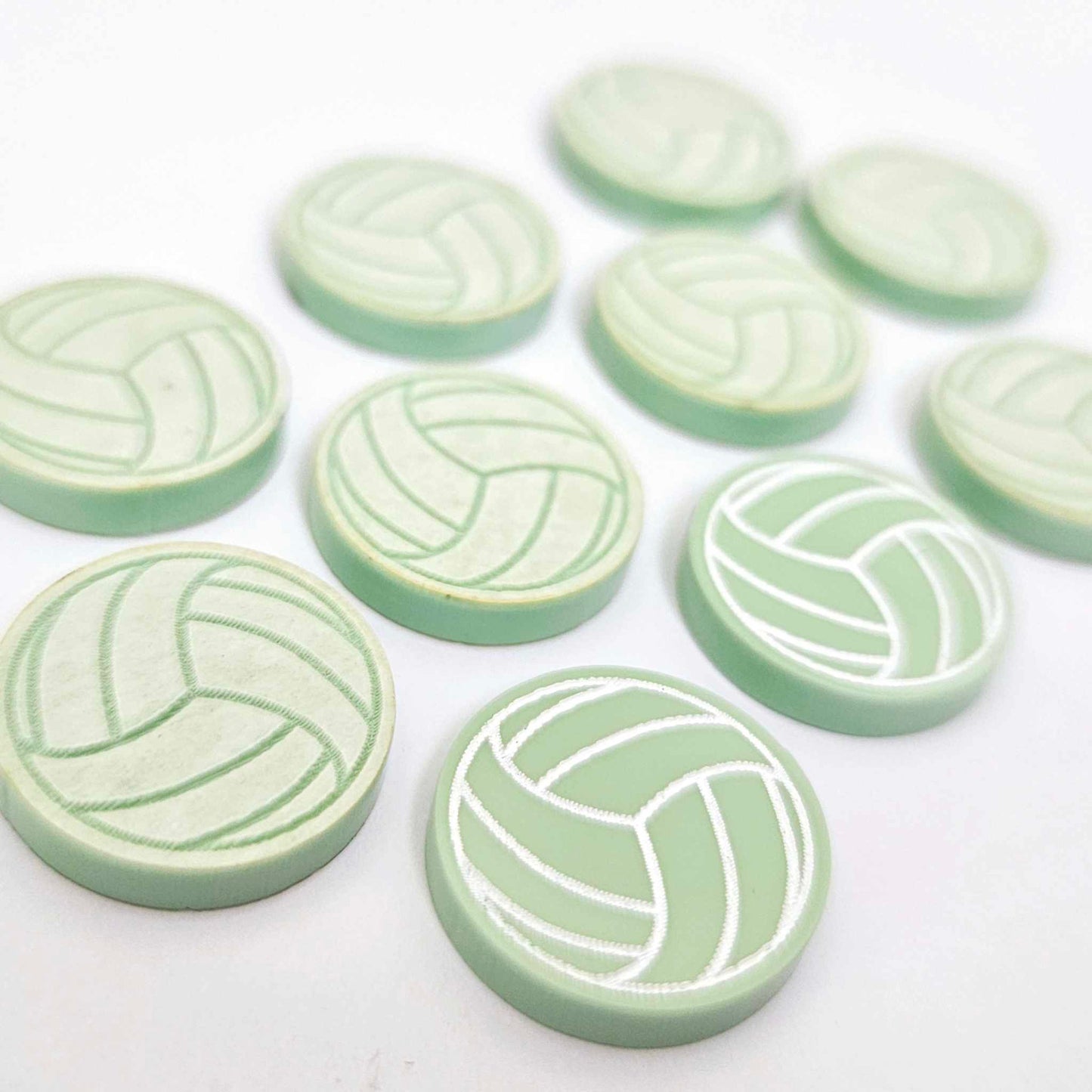pastel mint green netball volleyball DIY earring supplies laser cut acrylic studs blanks sport team paint fill engraved