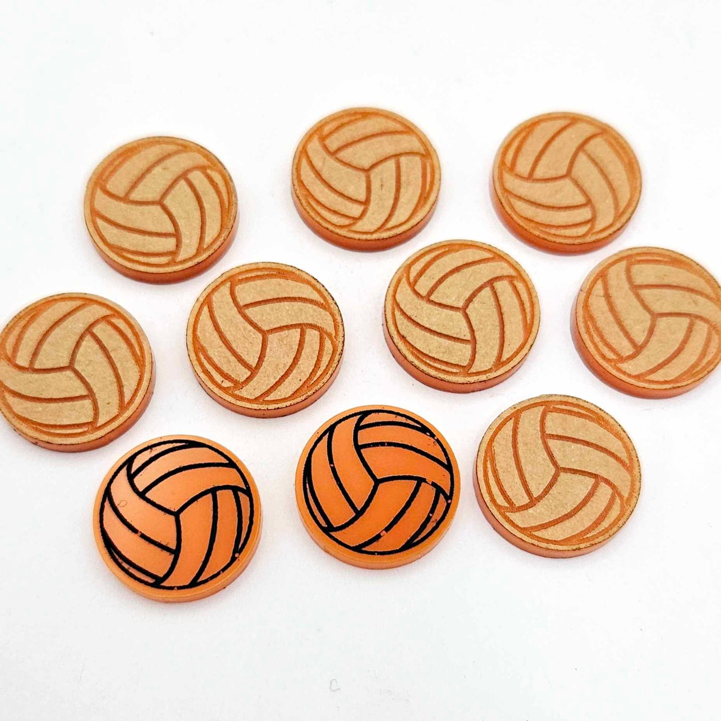 orange netball volleyball studs DIY earring blanks laser cut acrylic paint fill craft