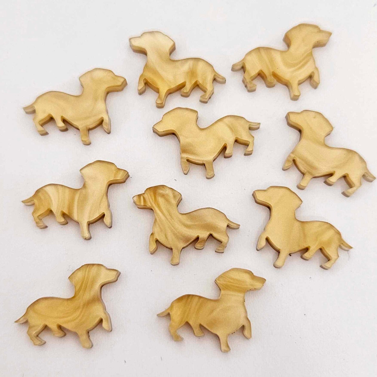 gold marble caramel brown dachshund sausage dog dachies DIY earring supplies laser cut acrylic studs blanks