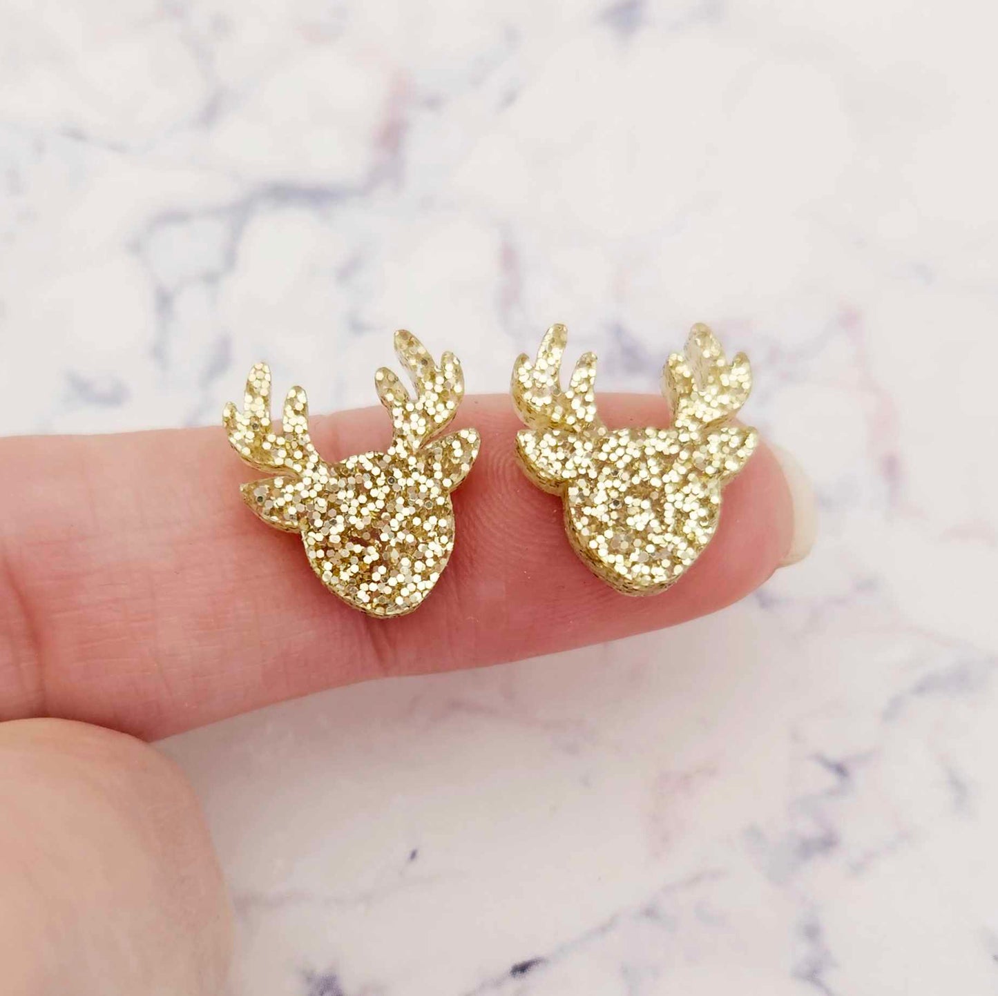 gold glitter reindeer Christmas DIY earring supplies laser cut acrylic studs blanks Xmas
