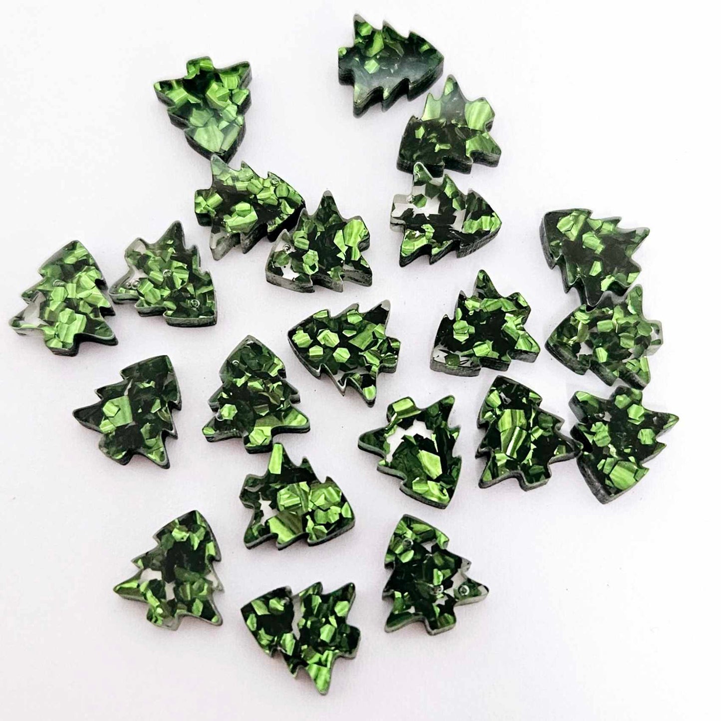 chunky green glitter Christmas Xmas tree petite small kids DIY earring supplies laser cut acrylic studs blanks