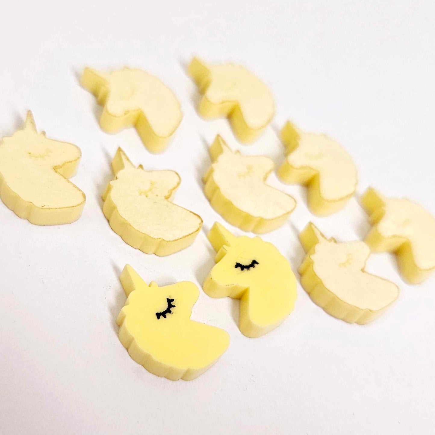 pastel yellow unicorn unicorns DIY earring supplies laser cut acrylic studs blanks kids petite eyelashes