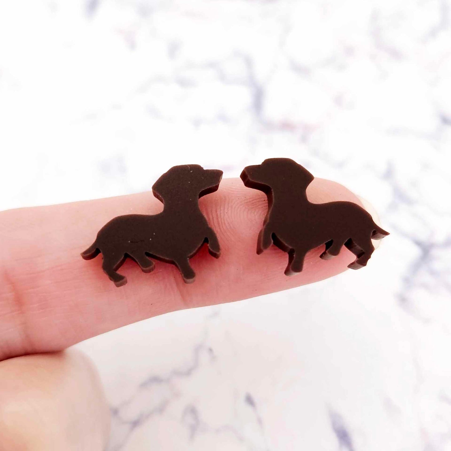 black chocolate brown copper glitter gold marble caramel brown dachshund sausage dog dachies DIY earring supplies laser cut acrylic studs blanks mixed pack