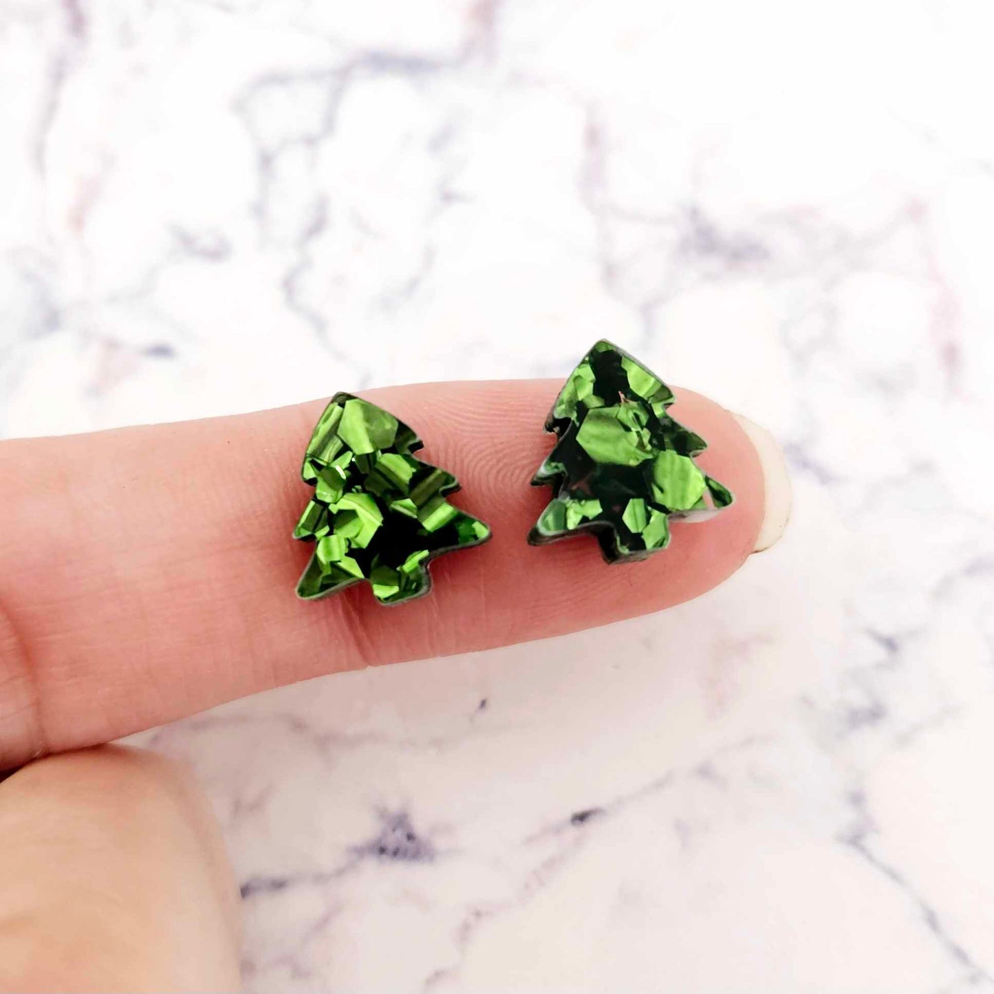 chunky green glitter Christmas Xmas tree petite small kids DIY earring supplies laser cut acrylic studs blanks