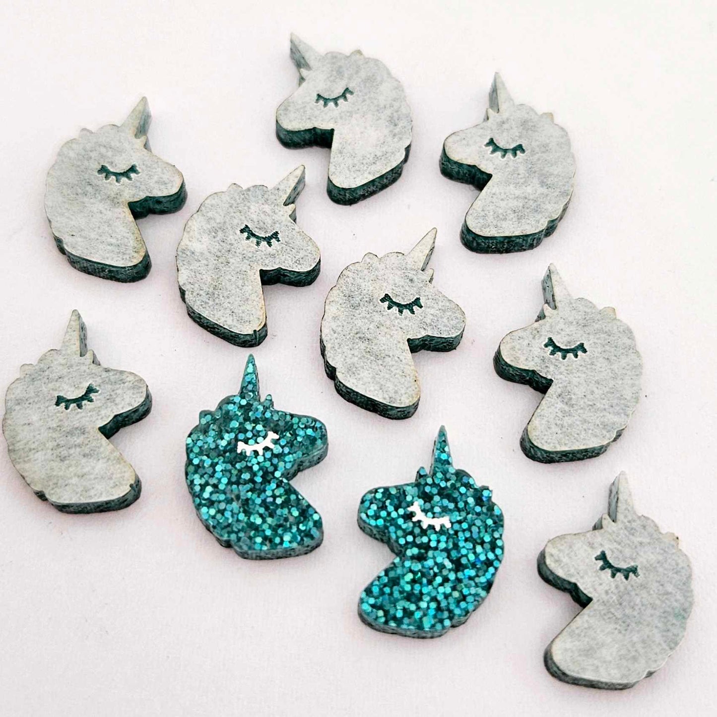 teal glitter unicorn unicorns DIY earring supplies laser cut acrylic studs blanks kids petite eyelashes