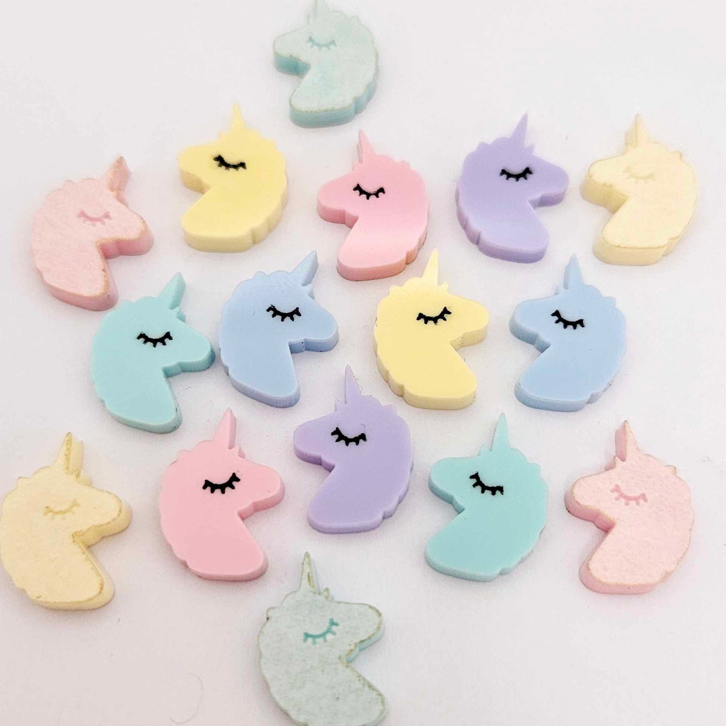 pastel yellow pink purple blue aqua unicorn unicorns DIY earring supplies laser cut acrylic studs blanks kids petite eyelashes mixed pack
