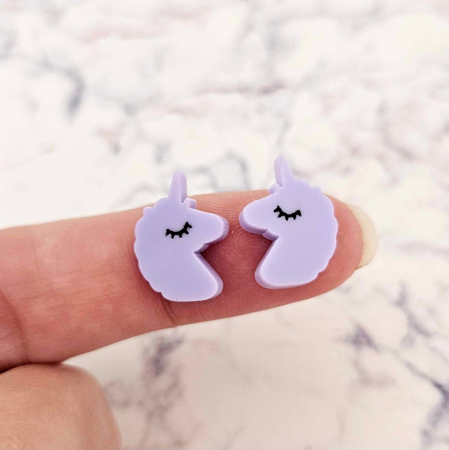 pastel purple unicorn unicorns DIY earring supplies laser cut acrylic studs blanks kids petite eyelashes