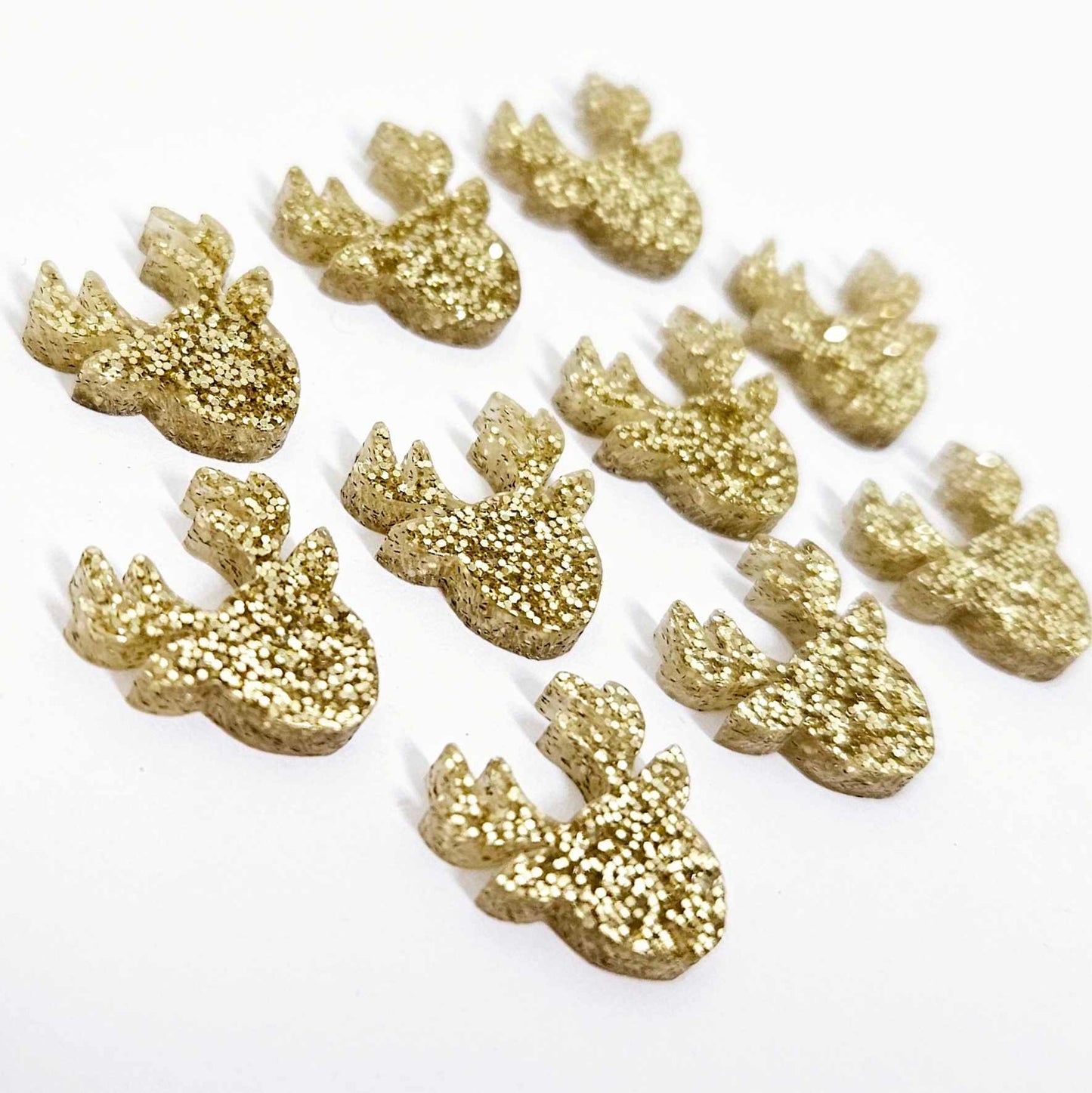 gold glitter reindeer Christmas DIY earring supplies laser cut acrylic studs blanks Xmas