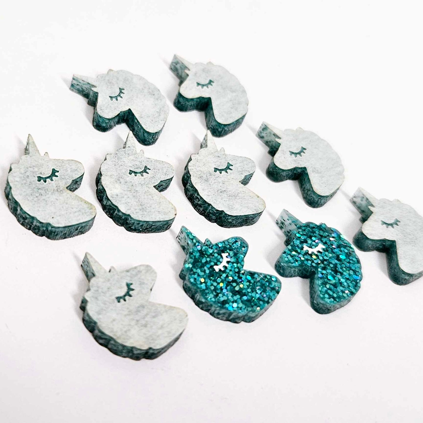 teal glitter unicorn unicorns DIY earring supplies laser cut acrylic studs blanks kids petite eyelashes