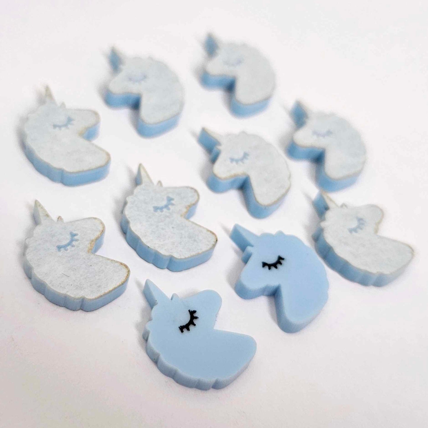 pastel blue unicorn unicorns DIY earring supplies laser cut acrylic studs blanks kids petite eyelashes