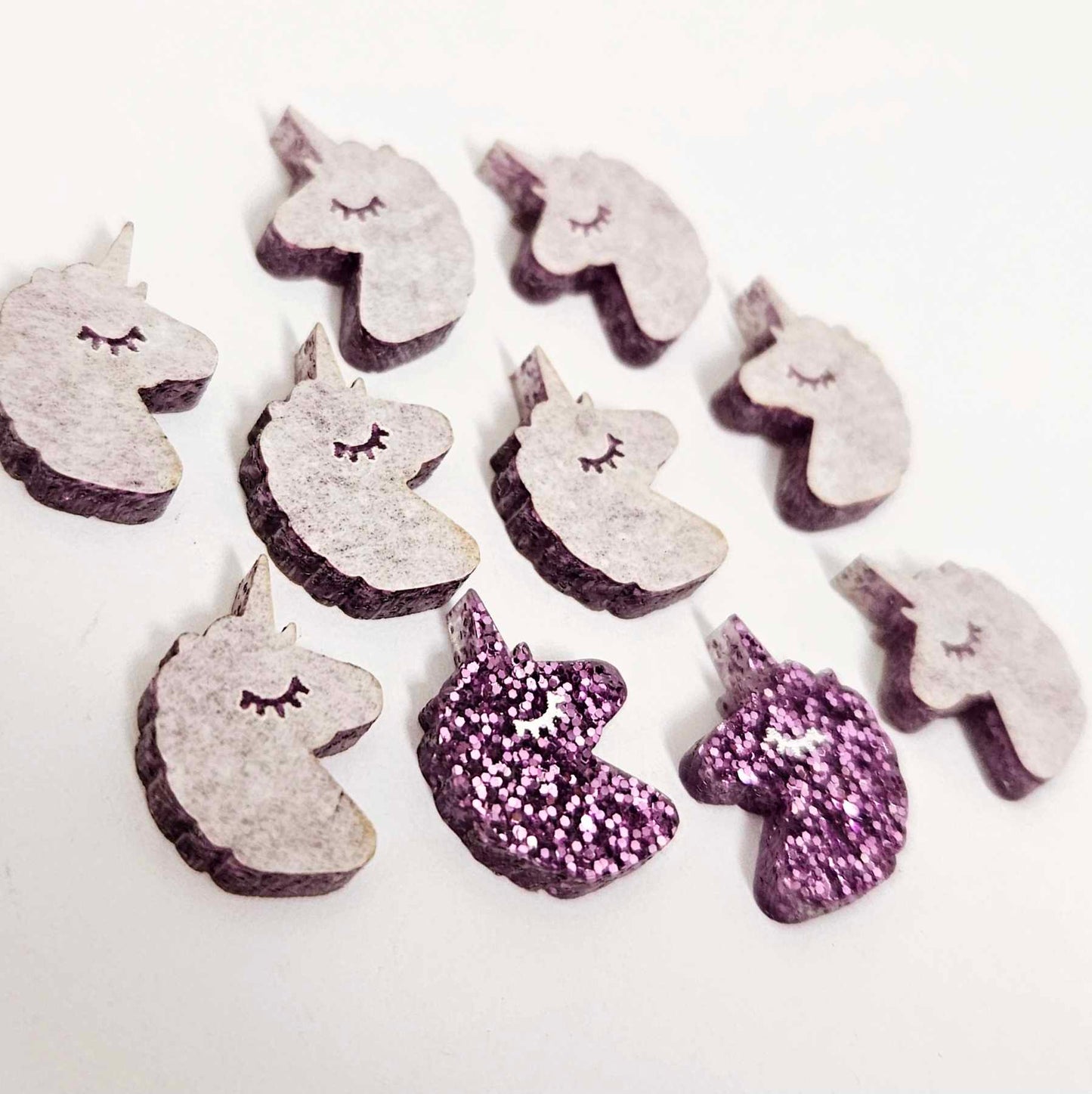 purple glitter unicorn unicorns DIY earring supplies laser cut acrylic studs blanks kids petite eyelashes