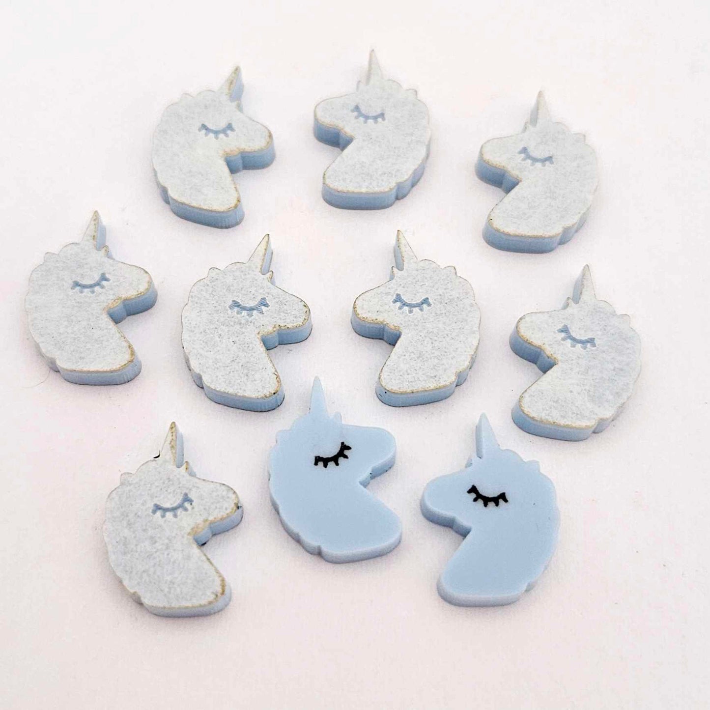pastel blue unicorn unicorns DIY earring supplies laser cut acrylic studs blanks kids petite eyelashes