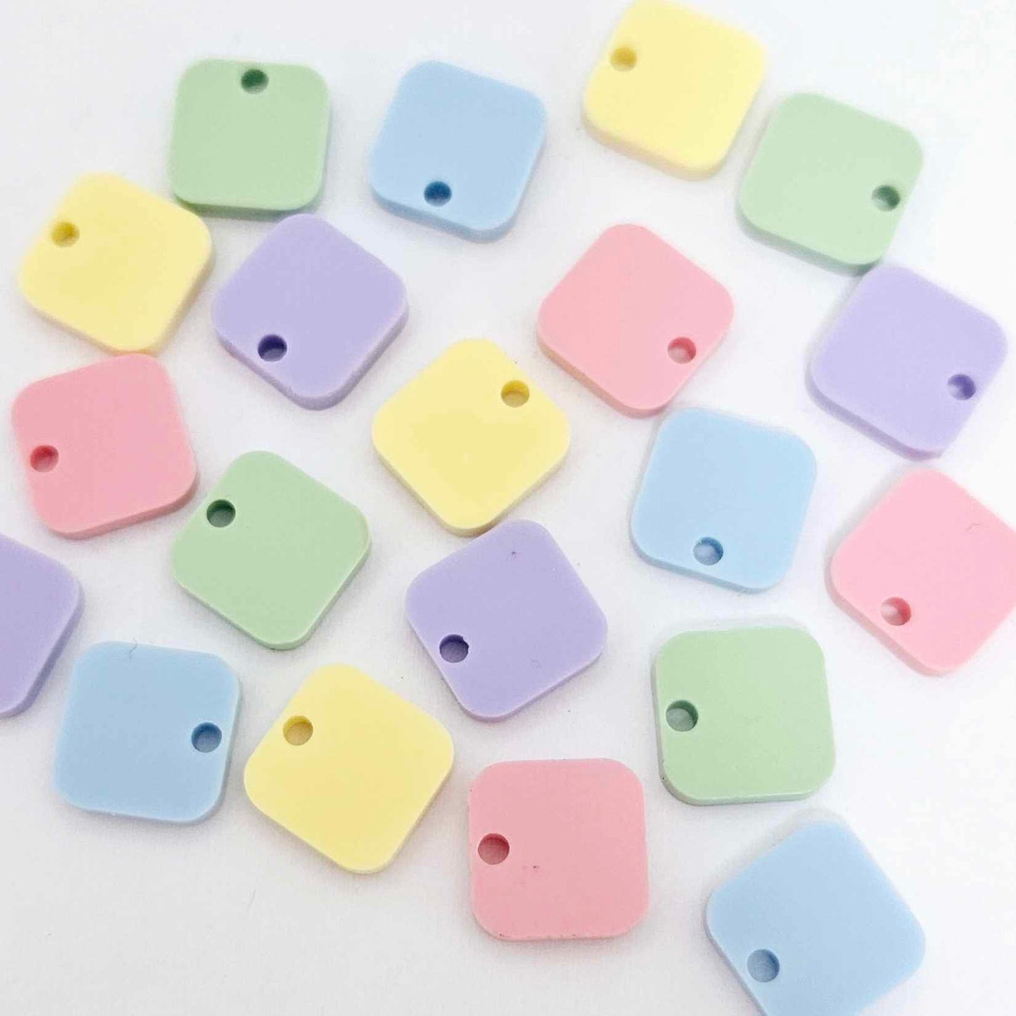 pastel pink purple blue mint green yellow DIY earring supplies laser cut acrylic toppers dangles blanks mixed pack squares.