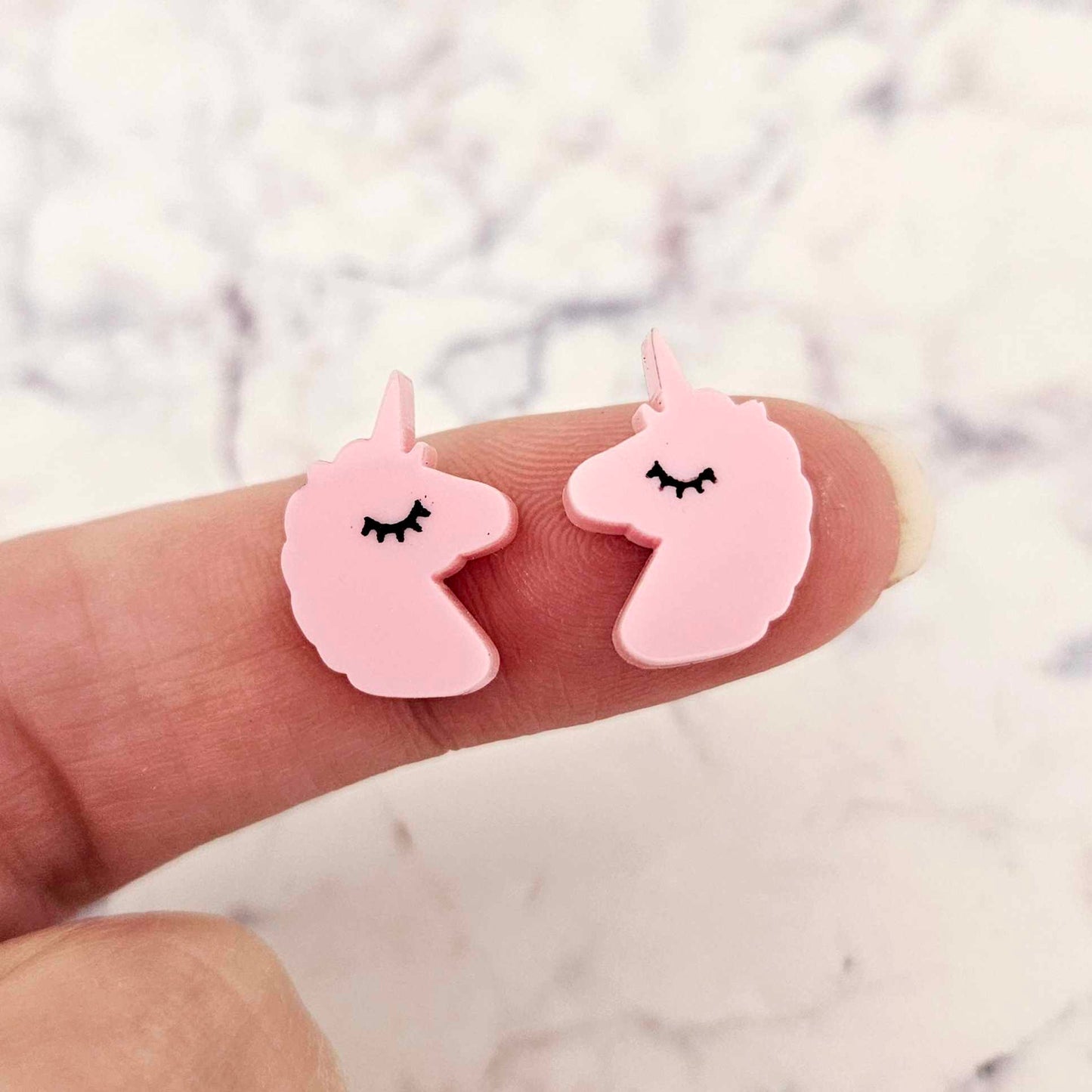 pastel pink unicorn unicorns DIY earring supplies laser cut acrylic studs blanks kids petite eyelashes