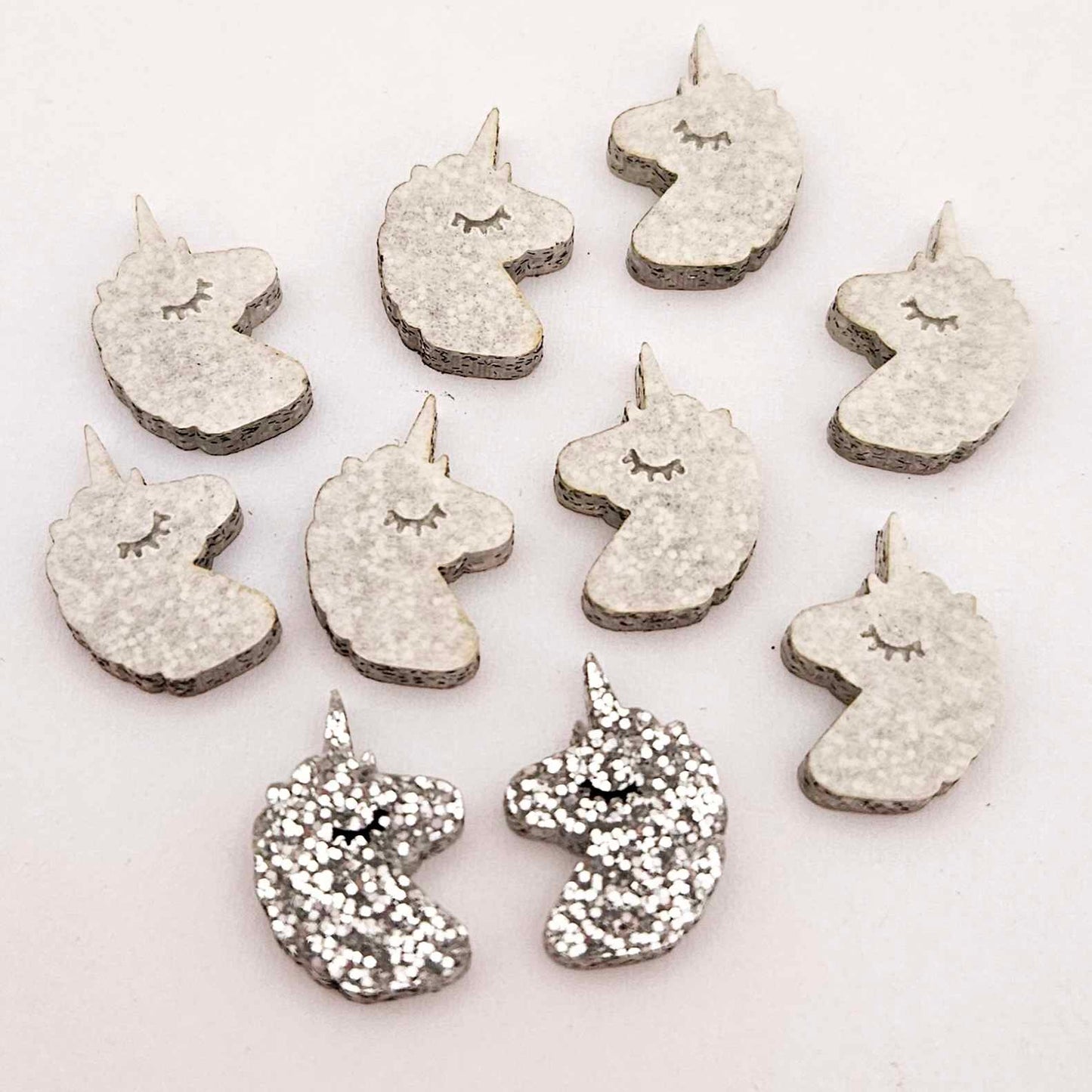 silver glitter unicorn unicorns DIY earring supplies laser cut acrylic studs blanks kids petite eyelashes