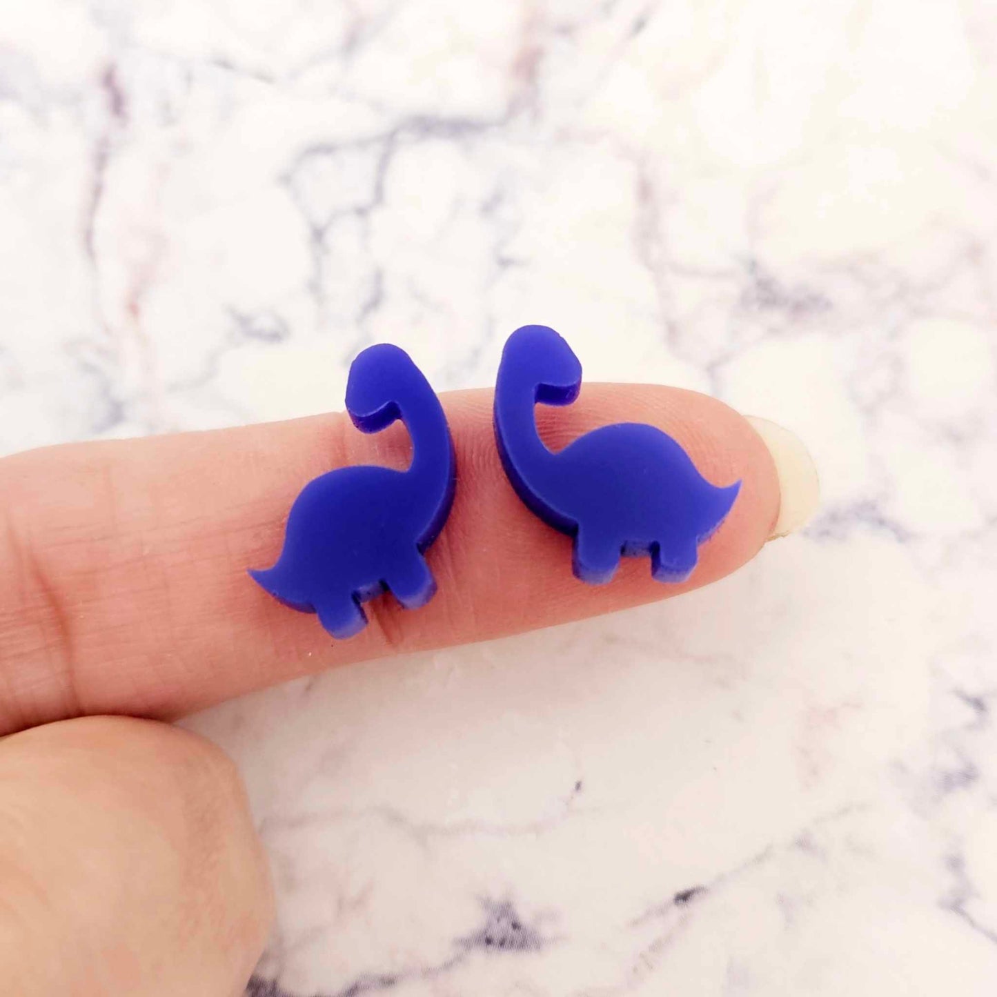 dark blue brontosaurus dinosaur dino DIY earring supplies laser cut acrylic studs blanks
