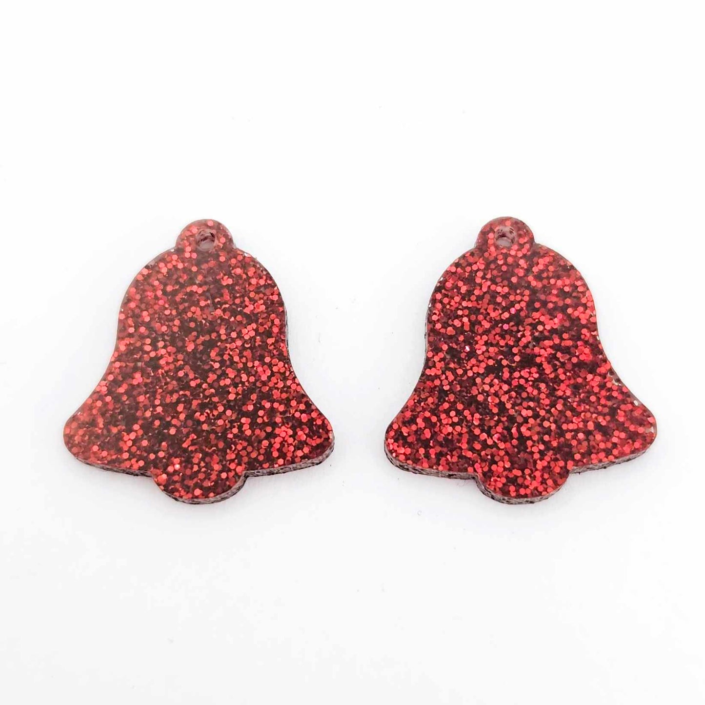 red glitter bells silver gold mirror bows Christmas Xmas DIY earring supplies laser cut acrylic dangles blanks layered hoops