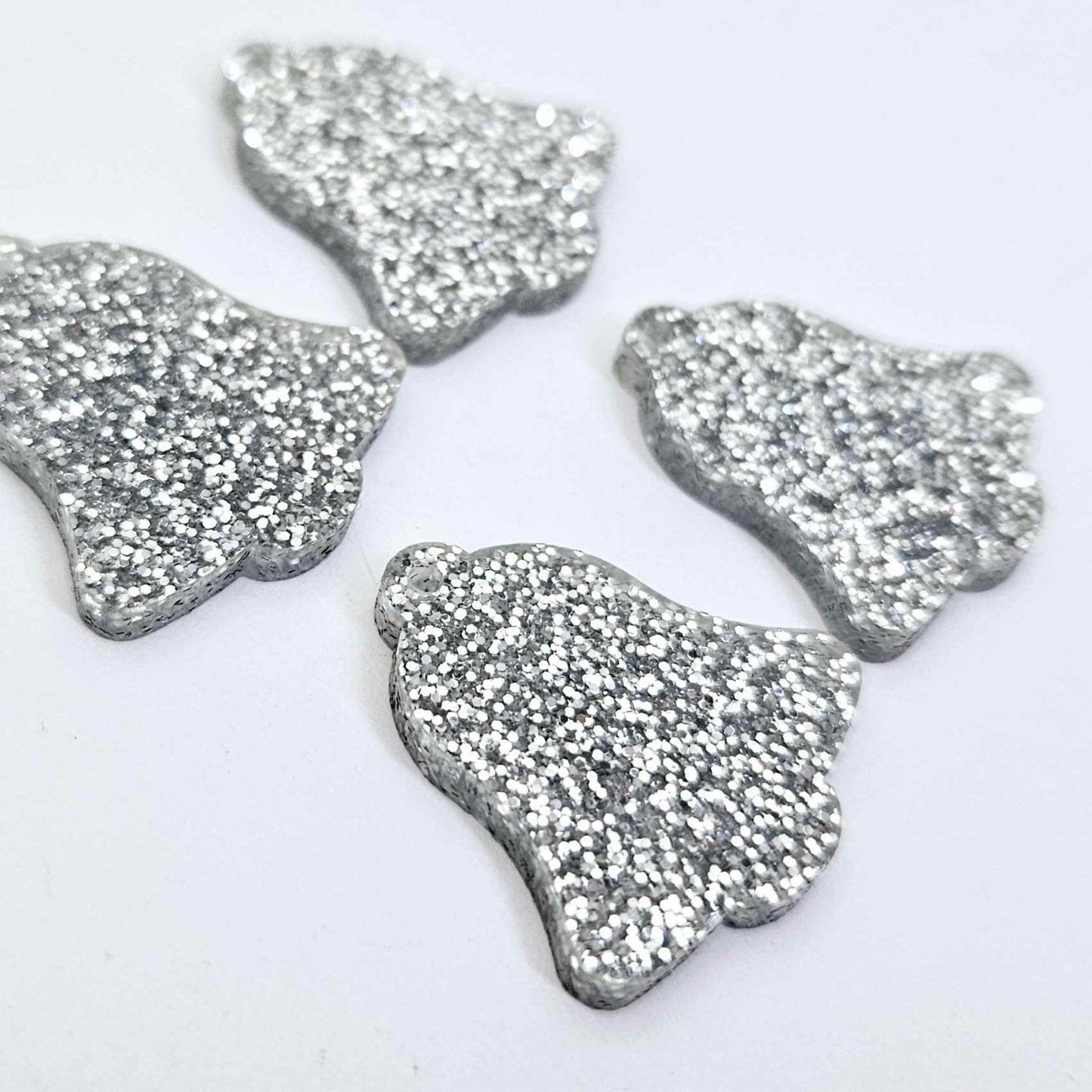 silver glitter bells red pink mirror bows Christmas Xmas DIY earring supplies laser cut acrylic dangles blanks layered hoops