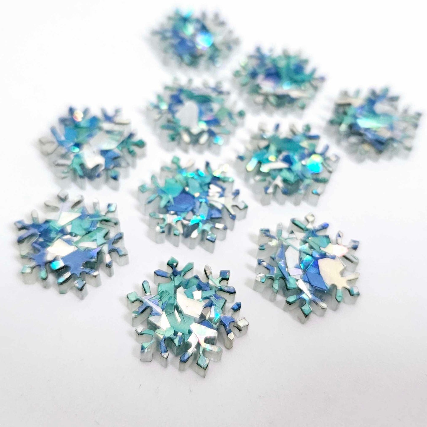 chunky aqua glitter blue silver snowflakes Christmas Xmas DIY earring supplies laser cut acrylic studs blanks findings