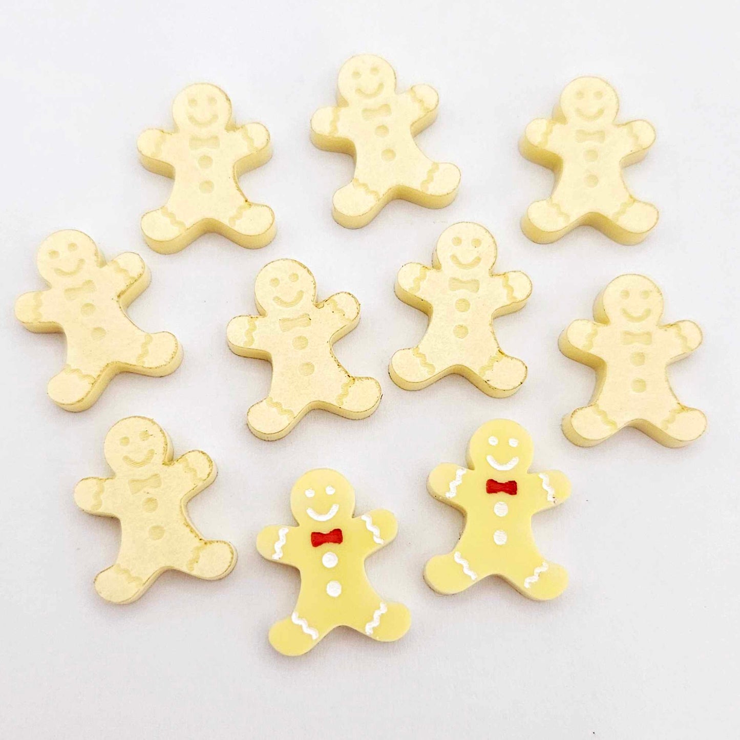 pastel yellow gingerbread men Christmas Xmas DIY earring supplies laser cut acrylic studs blanks engraved paint fill