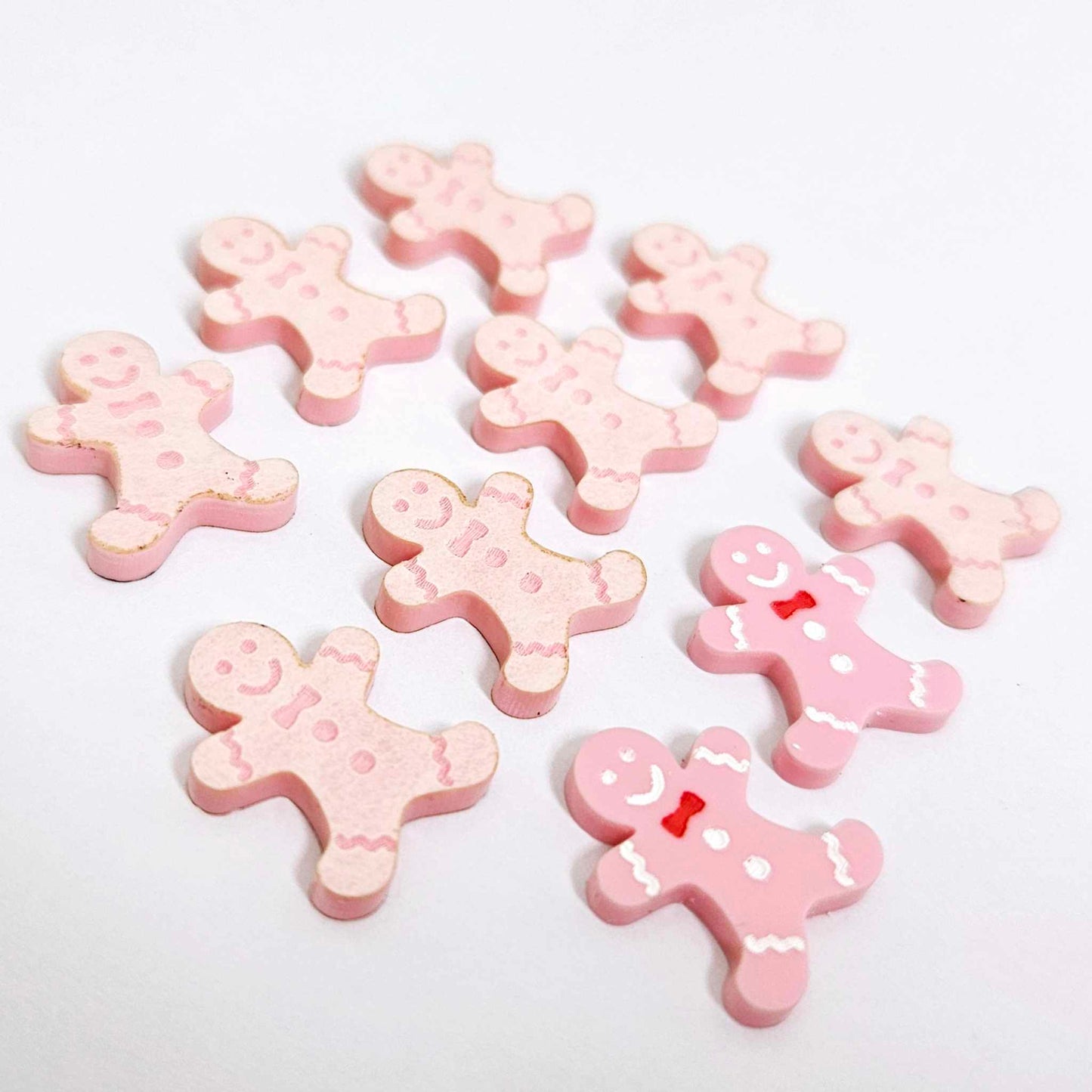 pastel pink gingerbread men Christmas Xmas DIY earring supplies laser cut acrylic studs blanks engraved paint fill