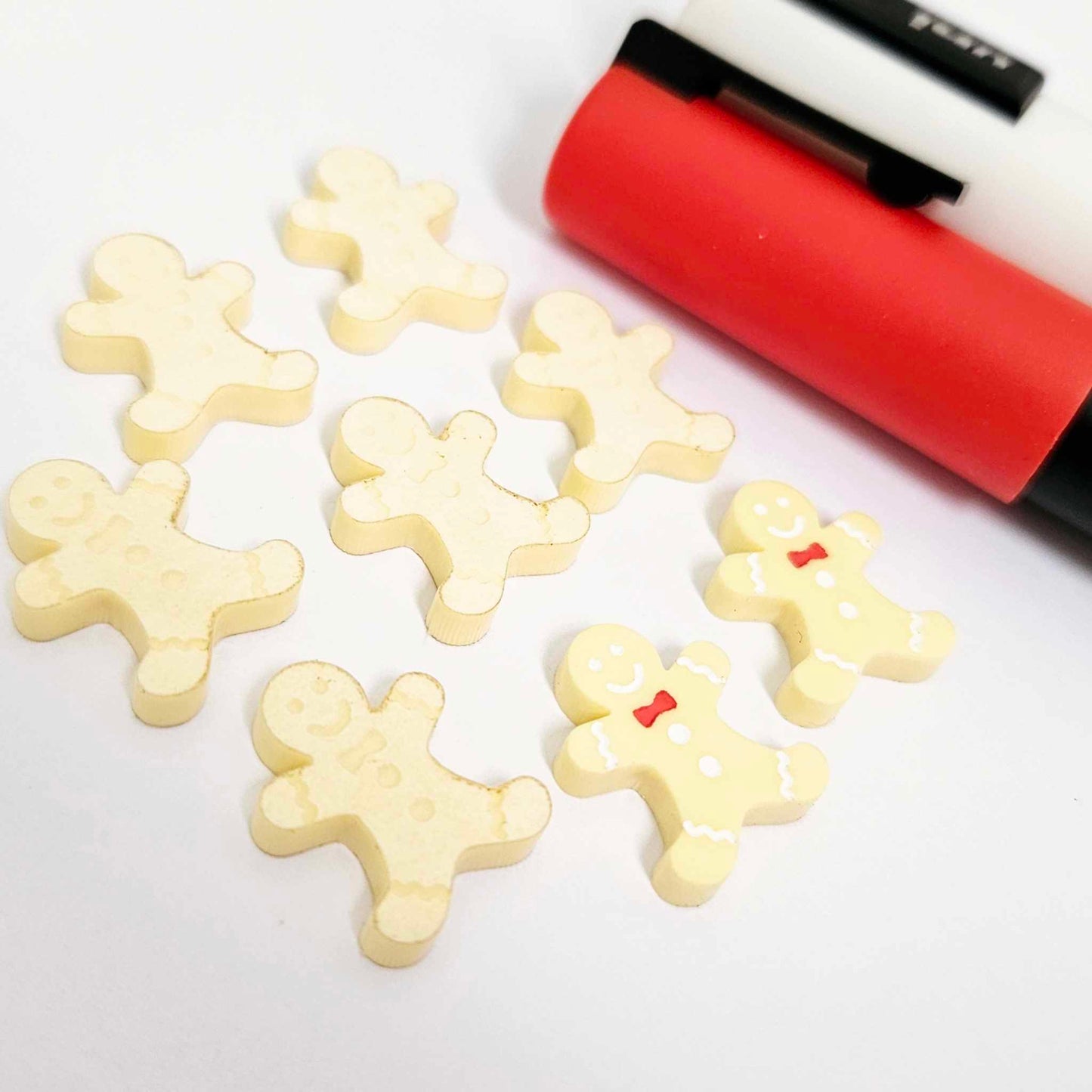 pastel yellow gingerbread men Christmas Xmas DIY earring supplies laser cut acrylic studs blanks engraved paint fill