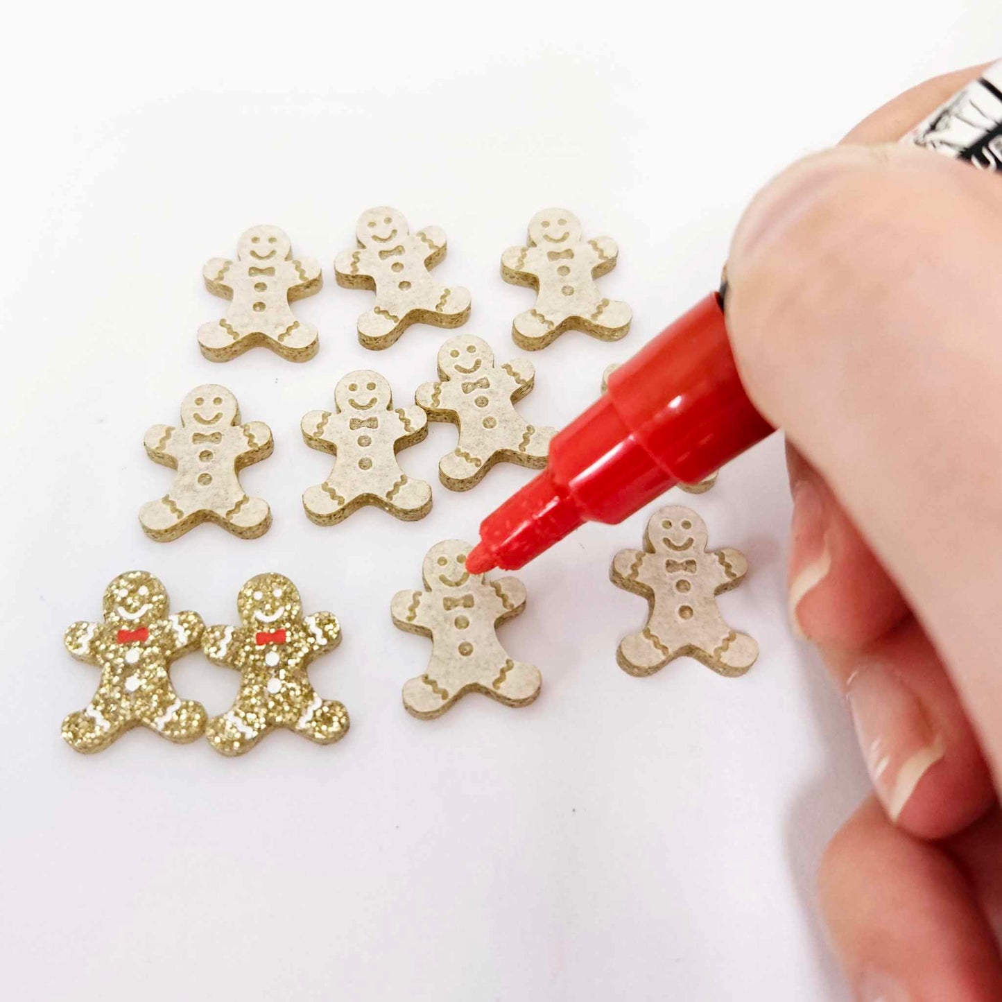 gold glitter gingerbread men Christmas Xmas DIY earring supplies laser cut acrylic studs blanks engraved paint fill mixed pack
