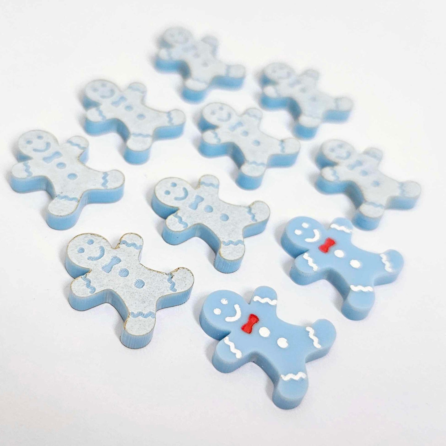 pastel blue gingerbread men Christmas Xmas DIY earring supplies laser cut acrylic studs blanks engraved paint fill