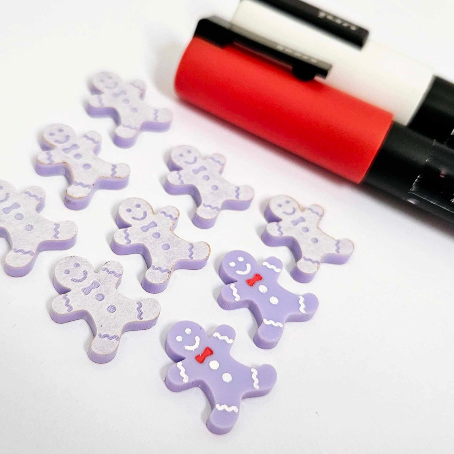 pastel purple gingerbread men Christmas Xmas DIY earring supplies laser cut acrylic studs blanks engraved paint fill