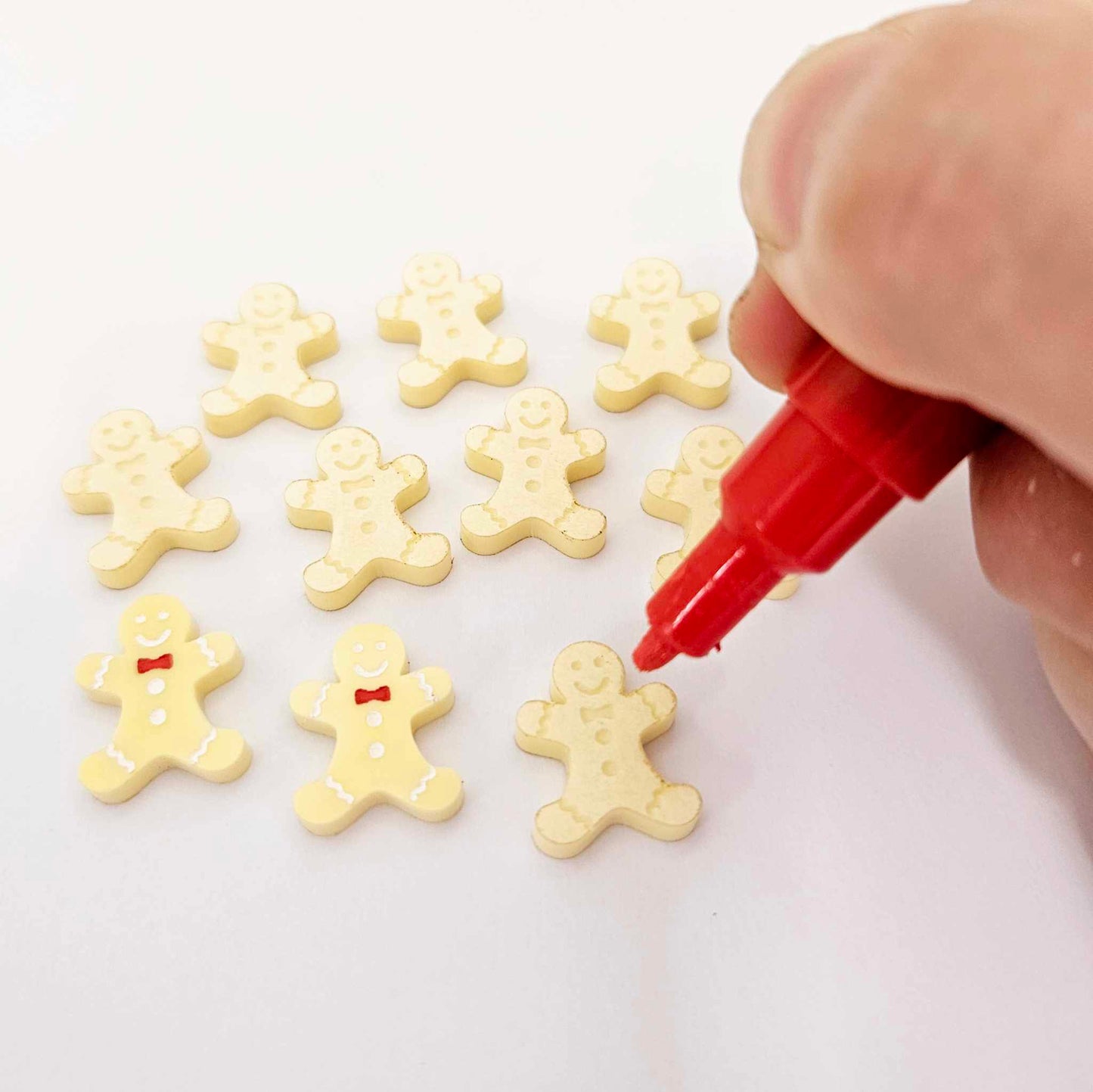 pastel yellow gingerbread men Christmas Xmas DIY earring supplies laser cut acrylic studs blanks engraved paint fill