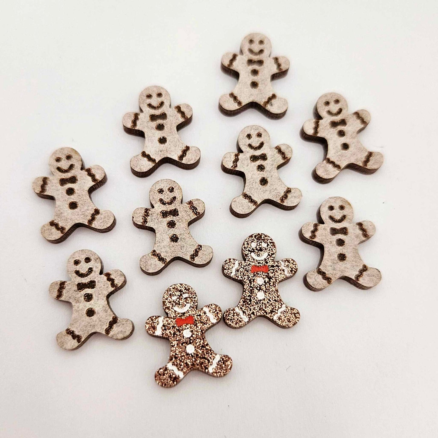 copper bronze brown glitter gingerbread men Christmas Xmas DIY earring supplies laser cut acrylic studs blanks engraved paint fill mixed pack