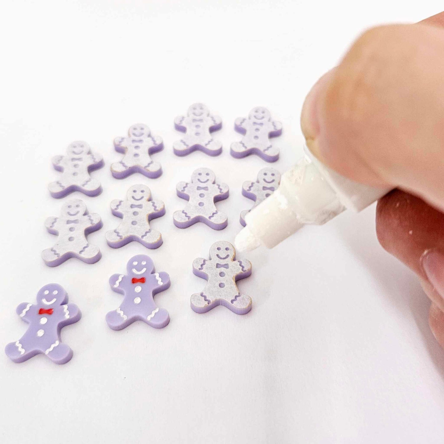 pastel purple gingerbread men Christmas Xmas DIY earring supplies laser cut acrylic studs blanks engraved paint fill