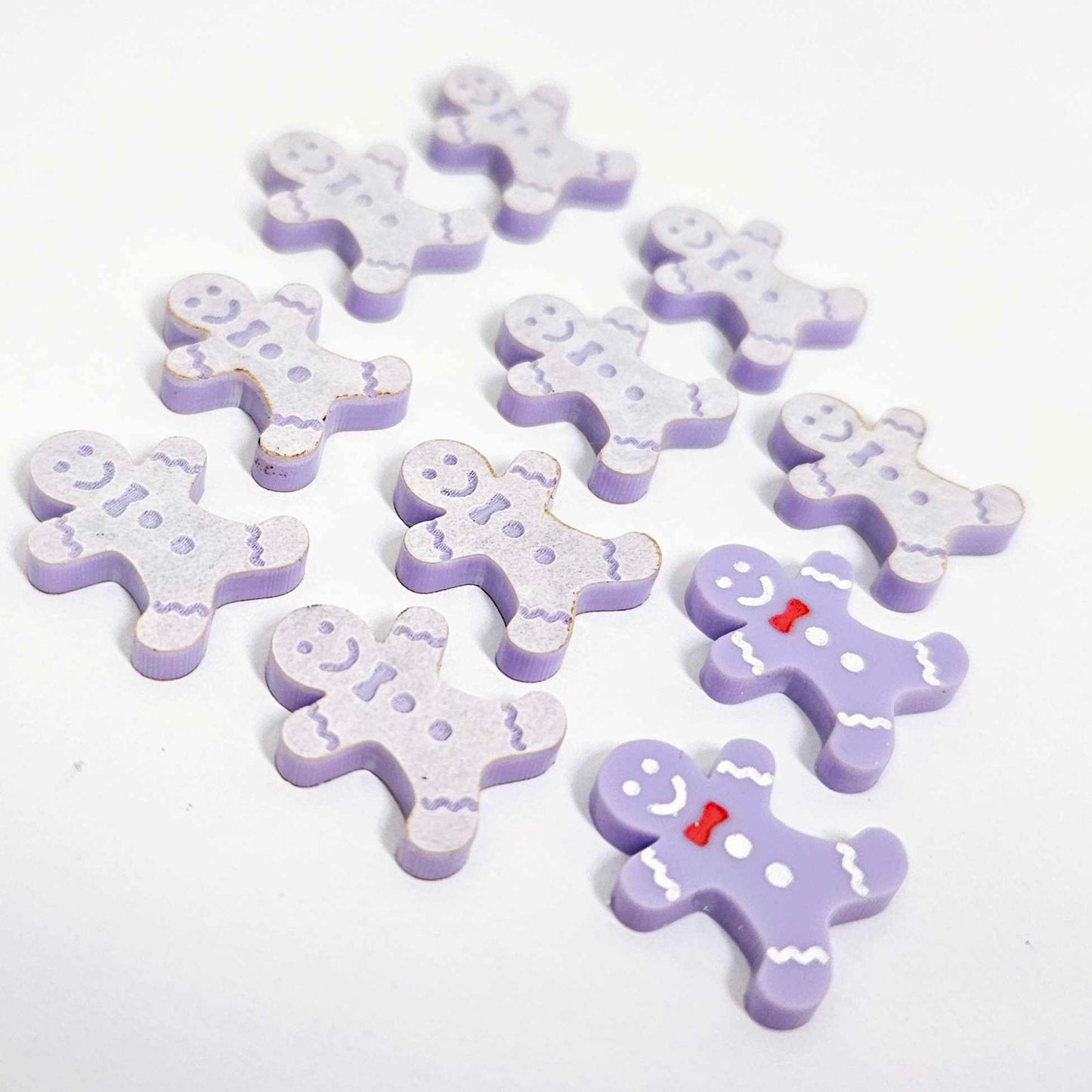 pastel purple gingerbread men Christmas Xmas DIY earring supplies laser cut acrylic studs blanks engraved paint fill