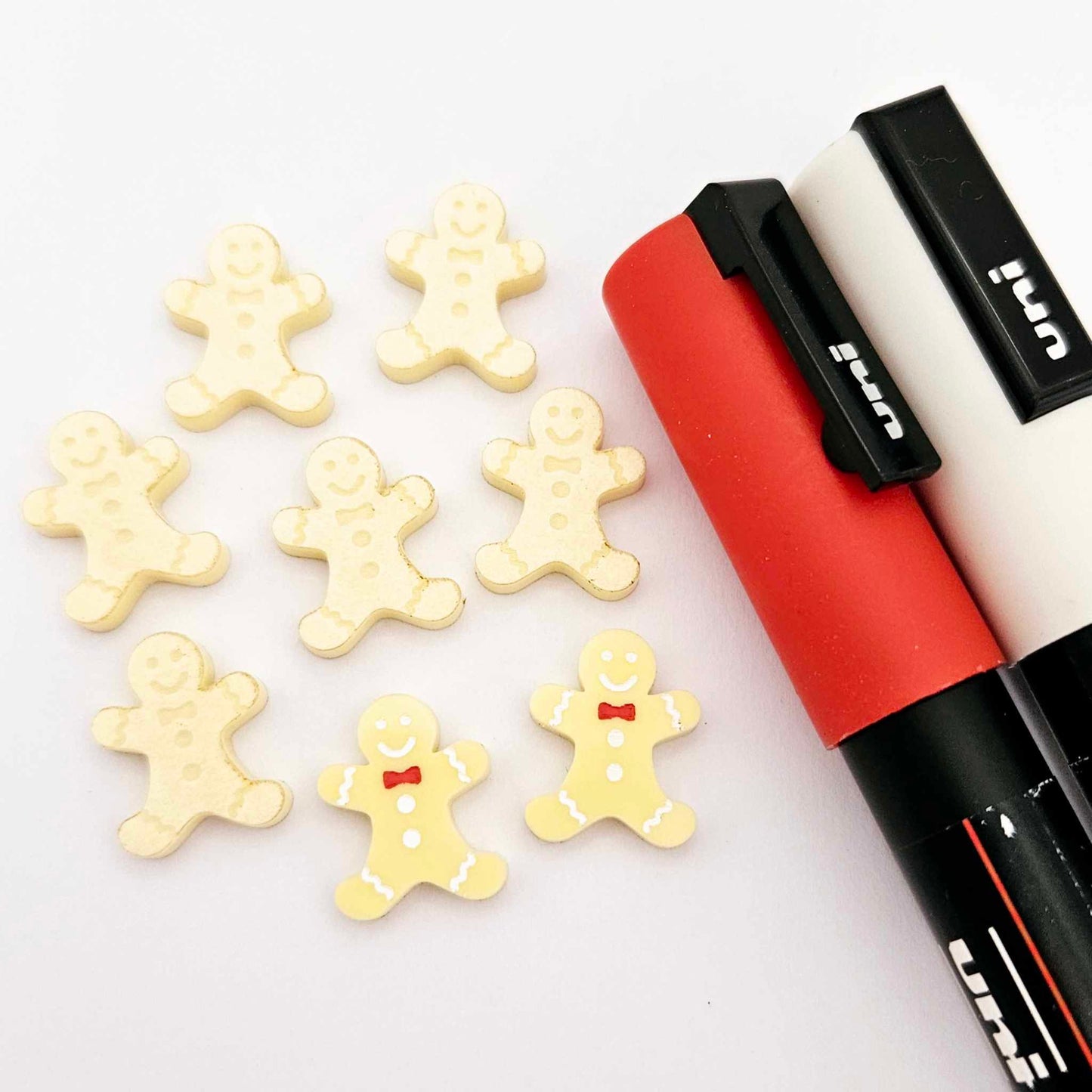 pastel yellow gingerbread men Christmas Xmas DIY earring supplies laser cut acrylic studs blanks engraved paint fill