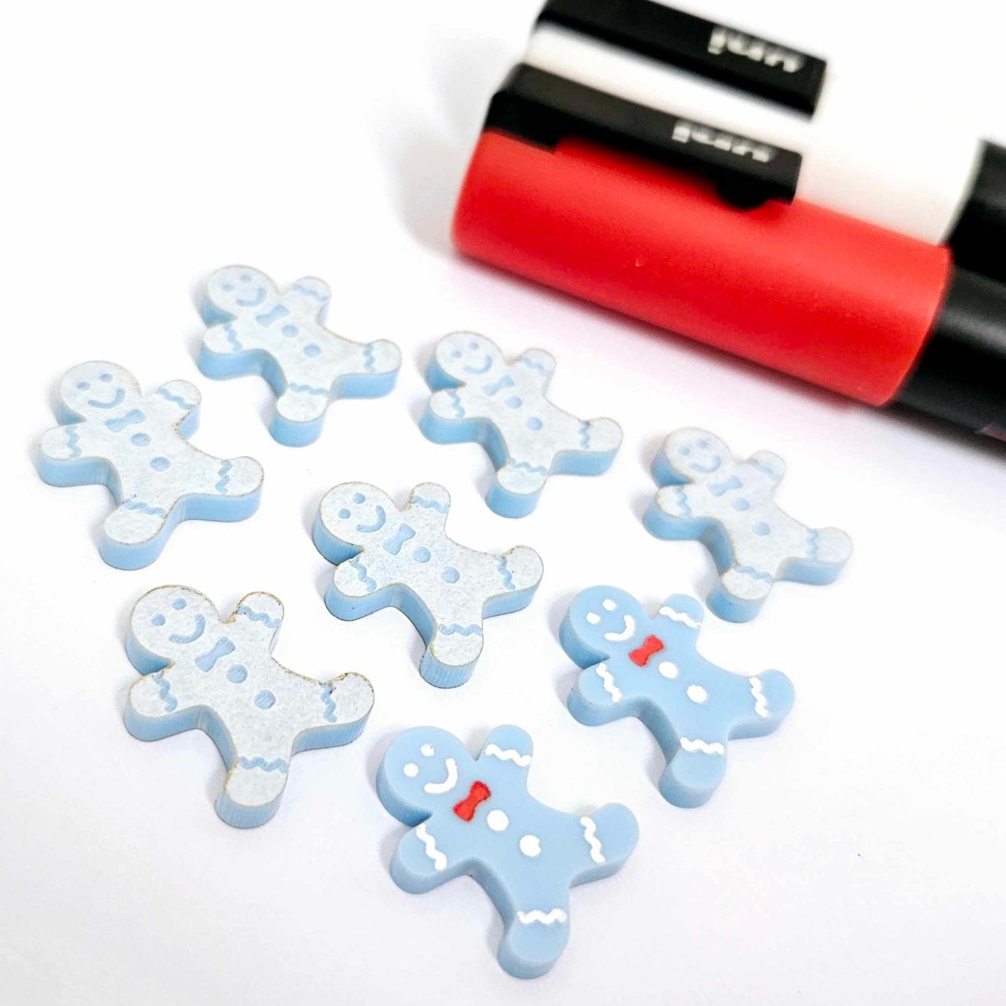 pastel blue gingerbread men Christmas Xmas DIY earring supplies laser cut acrylic studs blanks engraved paint fill