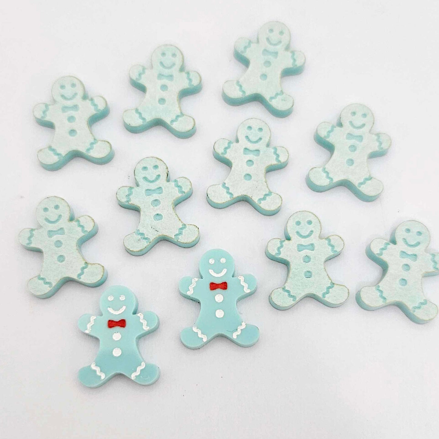 pastel turquoise aqua gingerbread men Christmas Xmas DIY earring supplies laser cut acrylic studs blanks engraved paint fill