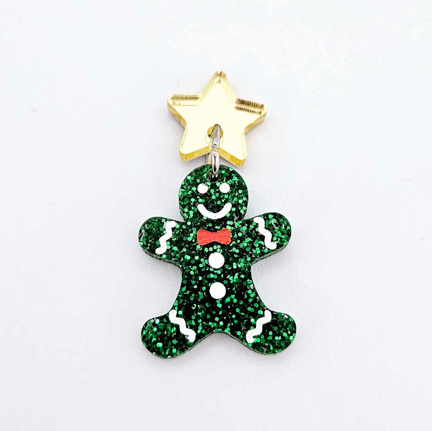green glitter gingerbread men Christmas Xmas DIY earring supplies laser cut acrylic mini small petite dangles blanks engraved paint fill kids