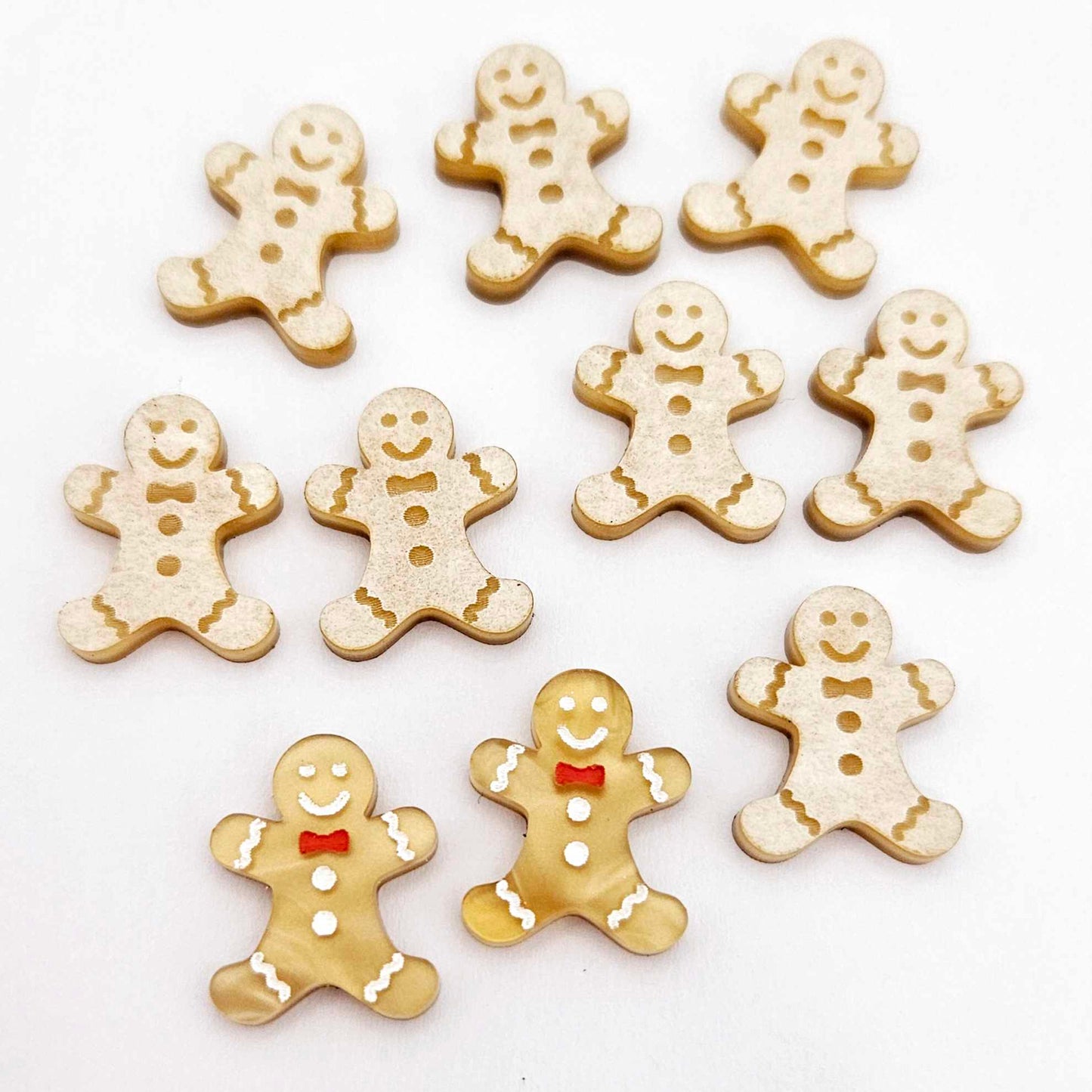 gold pearl caramel brown marble gingerbread men Christmas Xmas DIY earring supplies laser cut acrylic studs blanks engraved paint fill