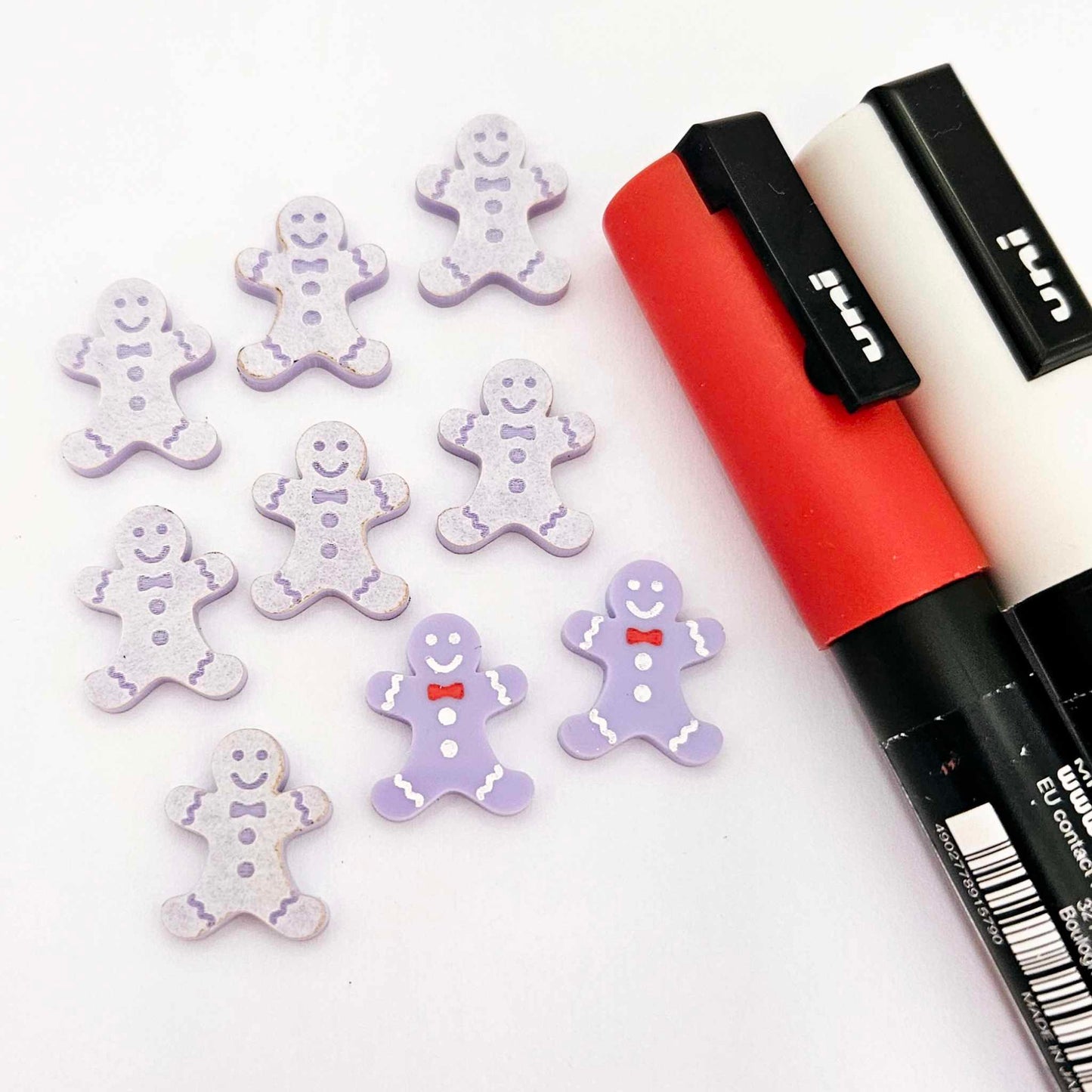 pastel purple gingerbread men Christmas Xmas DIY earring supplies laser cut acrylic studs blanks engraved paint fill