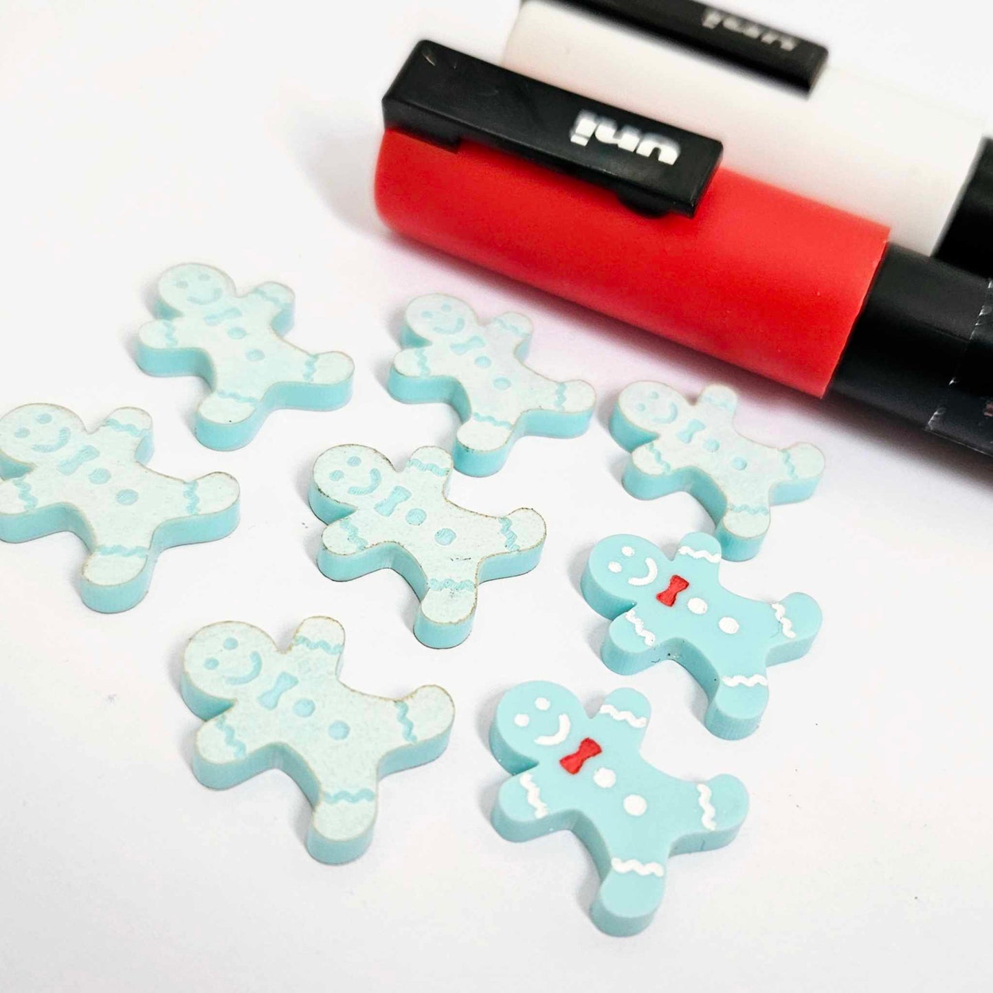 pastel turquoise aqua gingerbread men Christmas Xmas DIY earring supplies laser cut acrylic studs blanks engraved paint fill