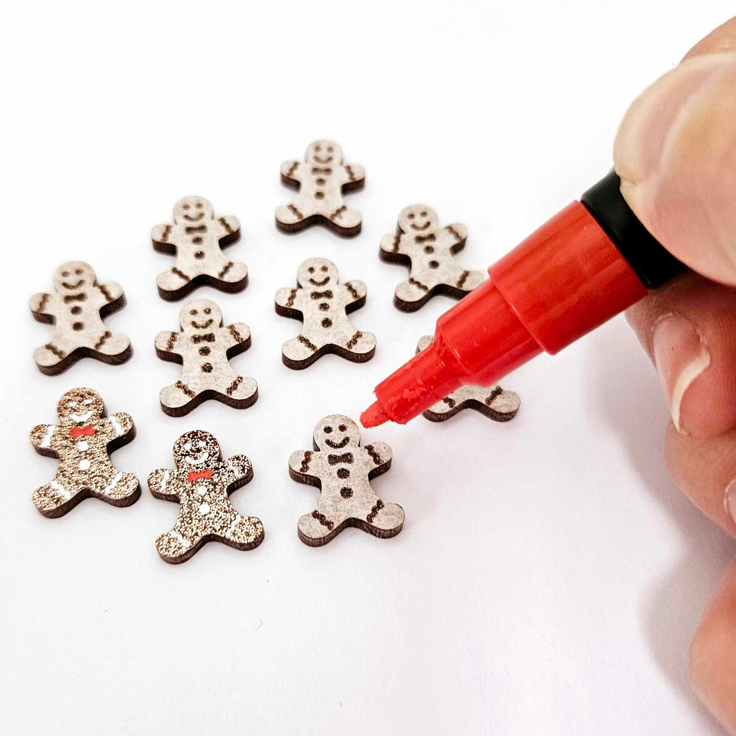 copper bronze brown glitter gingerbread men Christmas Xmas DIY earring supplies laser cut acrylic studs blanks engraved paint fill mixed pack