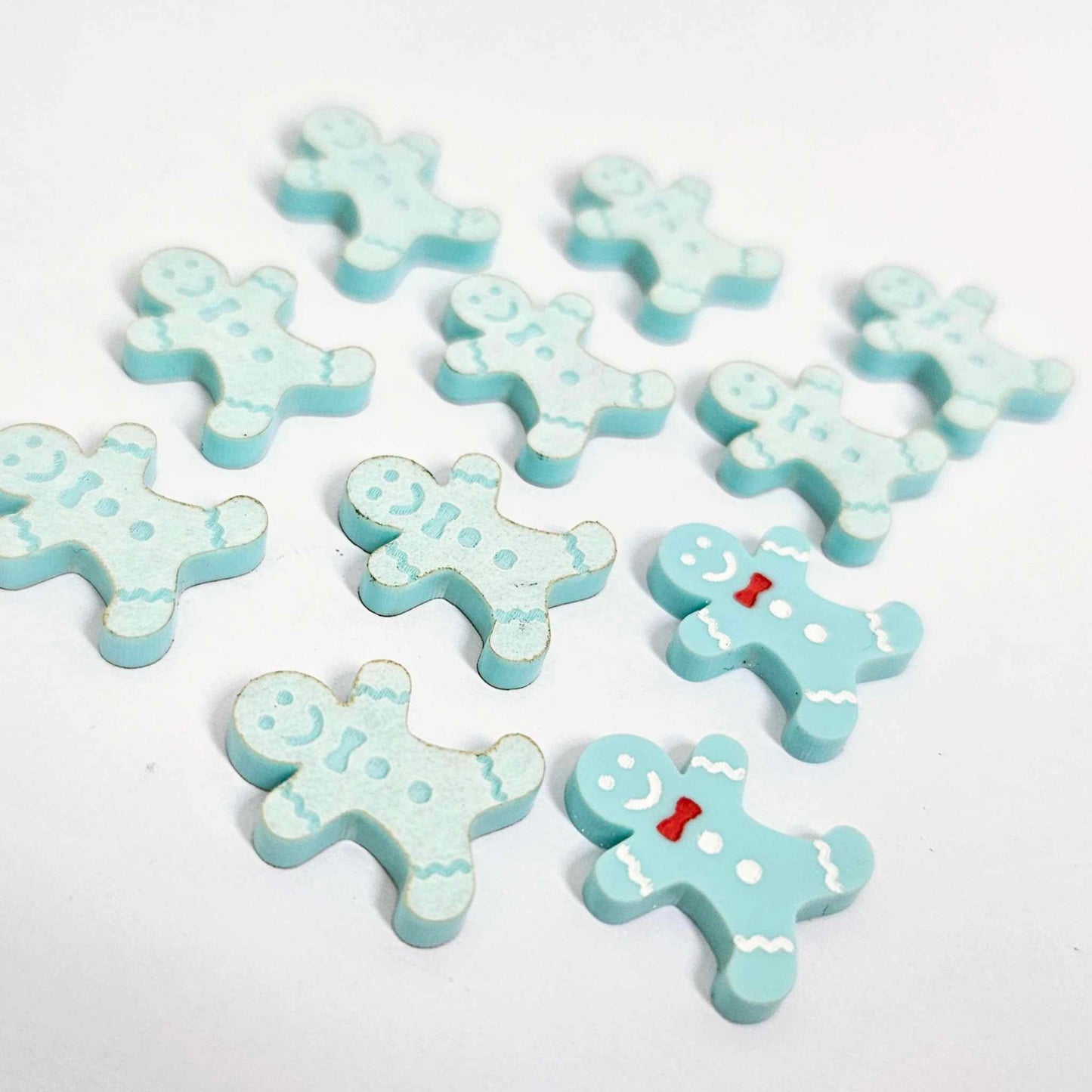 pastel turquoise aqua gingerbread men Christmas Xmas DIY earring supplies laser cut acrylic studs blanks engraved paint fill