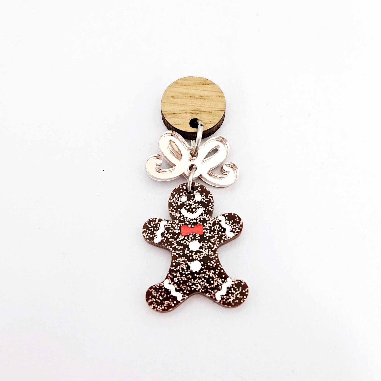 copper bronze brown glitter gingerbread men Christmas Xmas DIY earring supplies laser cut acrylic mini small petite dangles blanks engraved paint fill kids