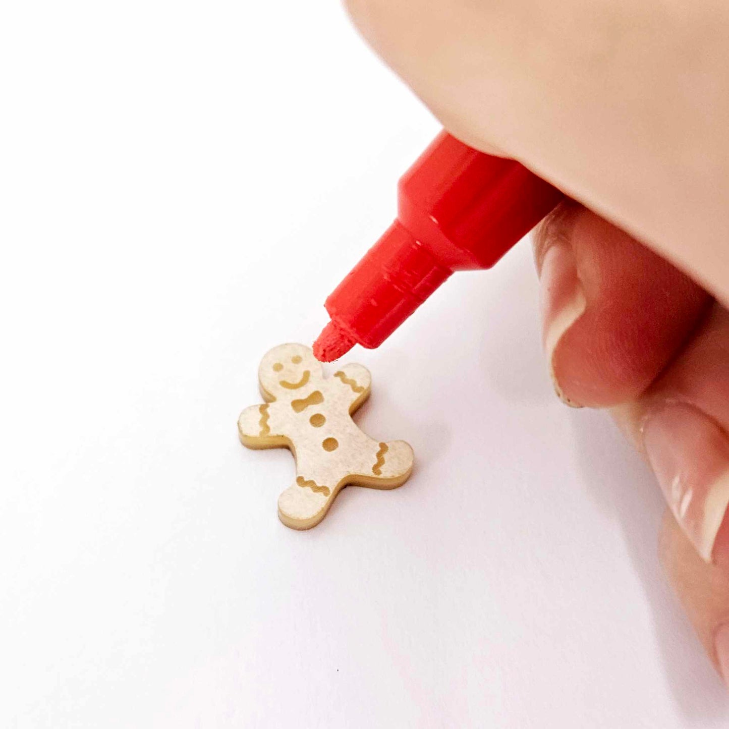 gold pearl caramel brown marble gingerbread men Christmas Xmas DIY earring supplies laser cut acrylic studs blanks engraved paint fill
