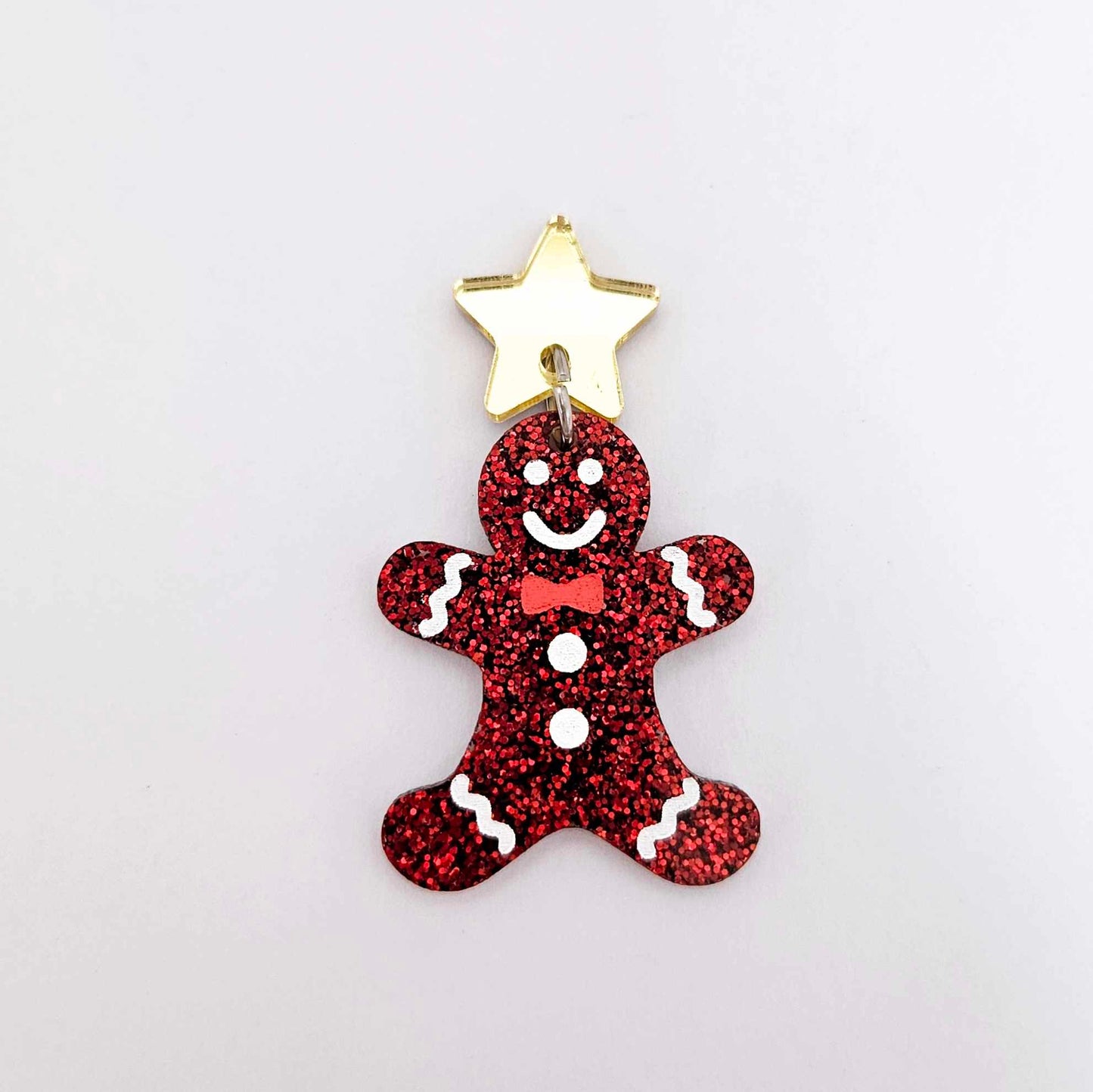 red glitter gingerbread men Christmas Xmas DIY earring supplies laser cut acrylic dangles blanks engraved paint fill
