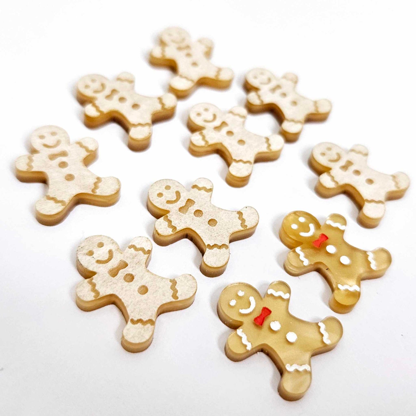 gold pearl caramel brown marble gingerbread men Christmas Xmas DIY earring supplies laser cut acrylic studs blanks engraved paint fill