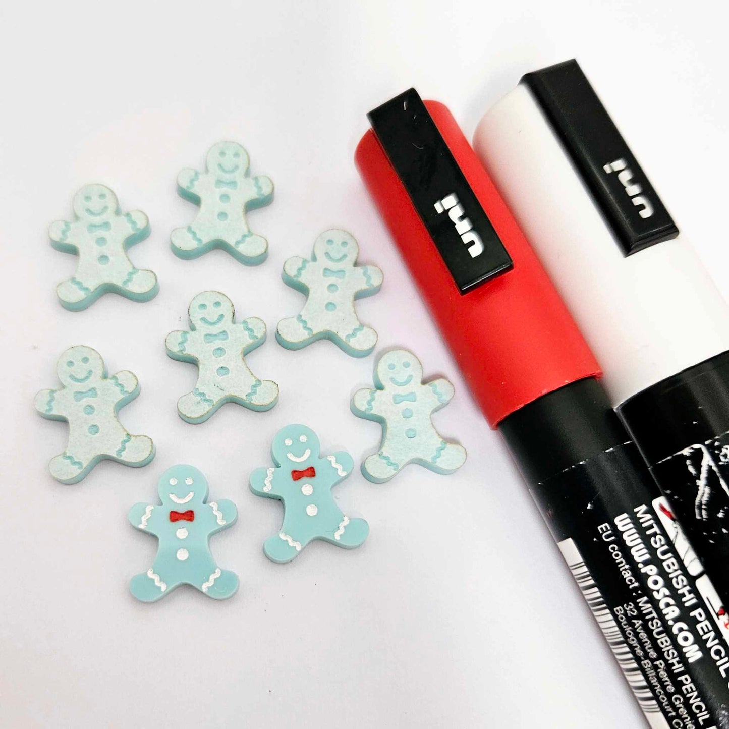 pastel turquoise aqua gingerbread men Christmas Xmas DIY earring supplies laser cut acrylic studs blanks engraved paint fill